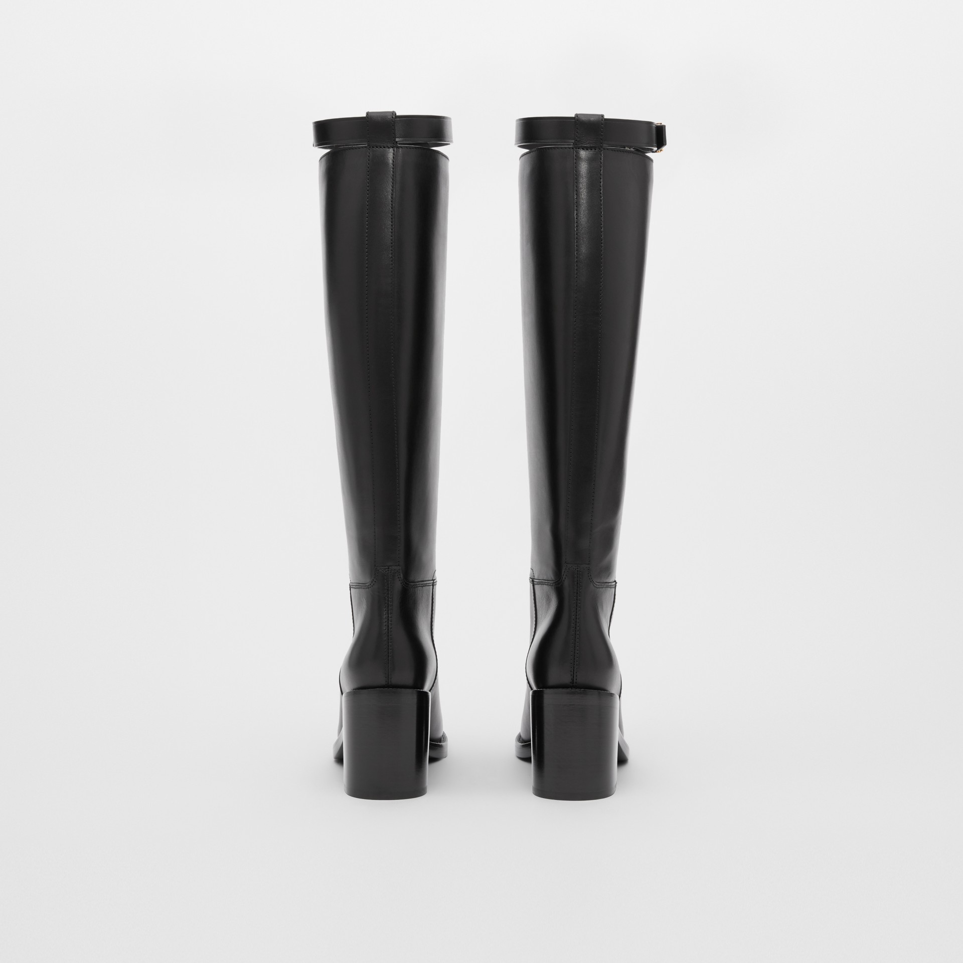Monogram Motif Leather Knee-high Boots in Black - Women | Burberry ...