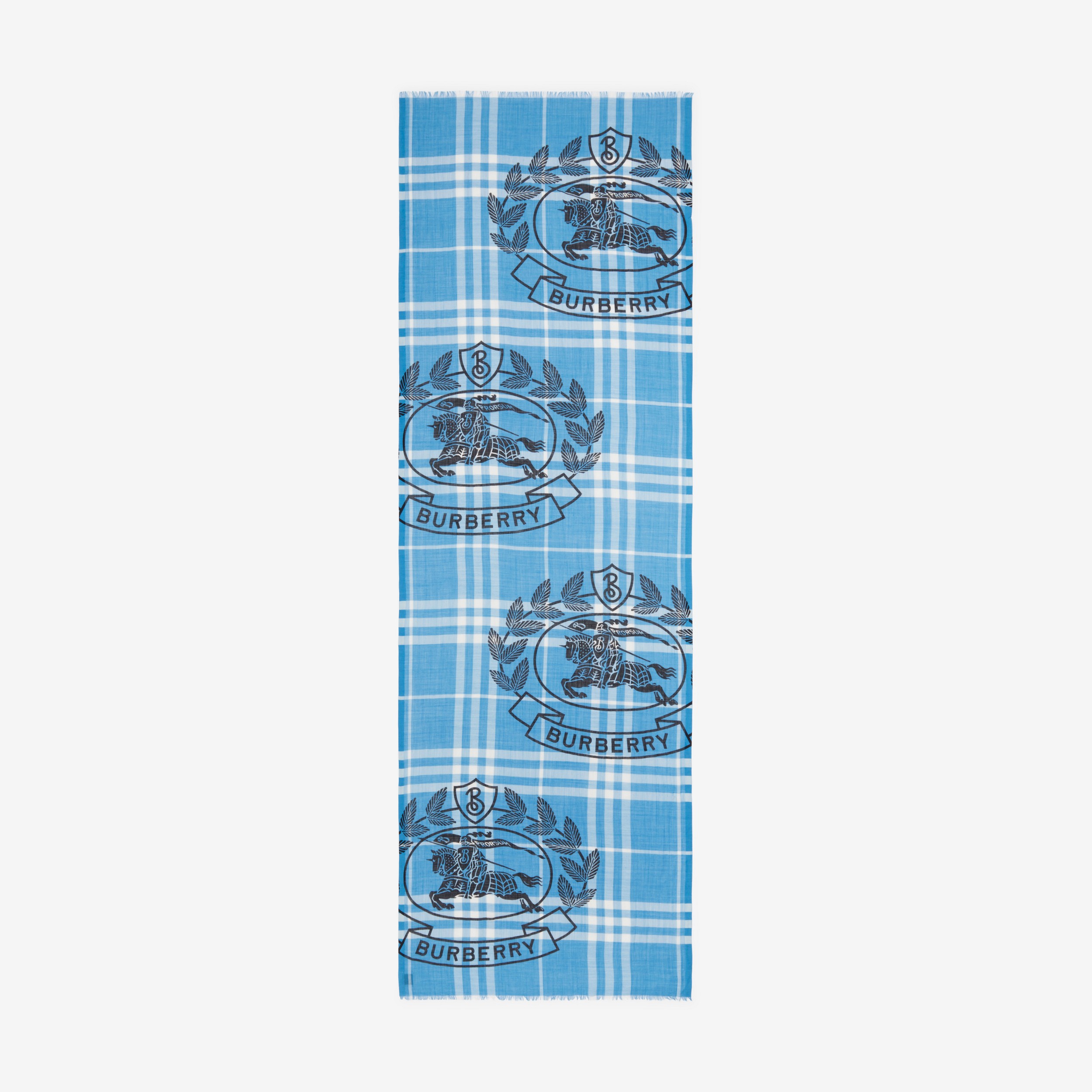 Pañuelo ligero en lana y seda con collage (Azul Vivo) | Burberry® oficial - 2