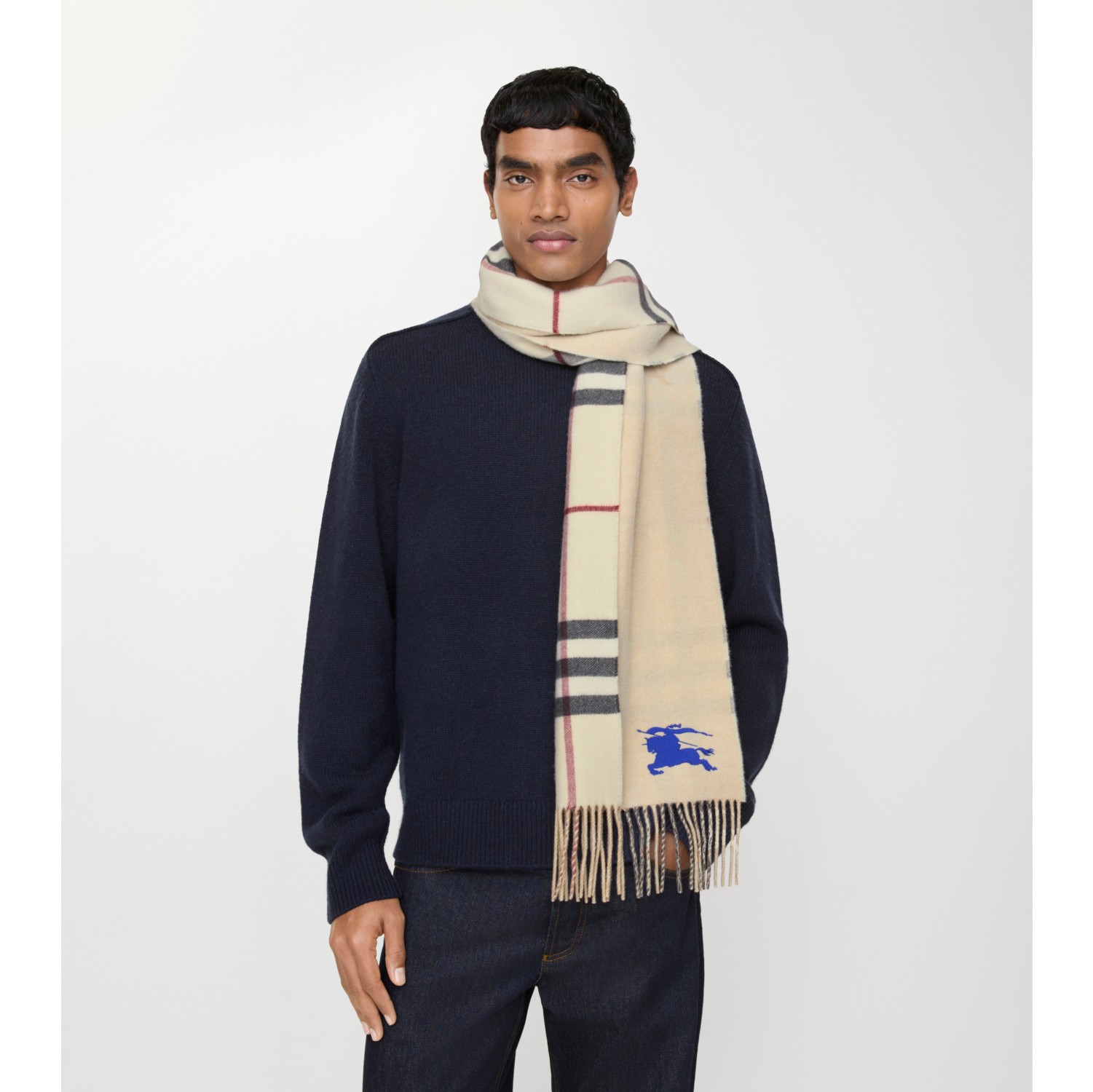 Reversible EKD Check Cashmere Scarf in Stone | Burberry® Official