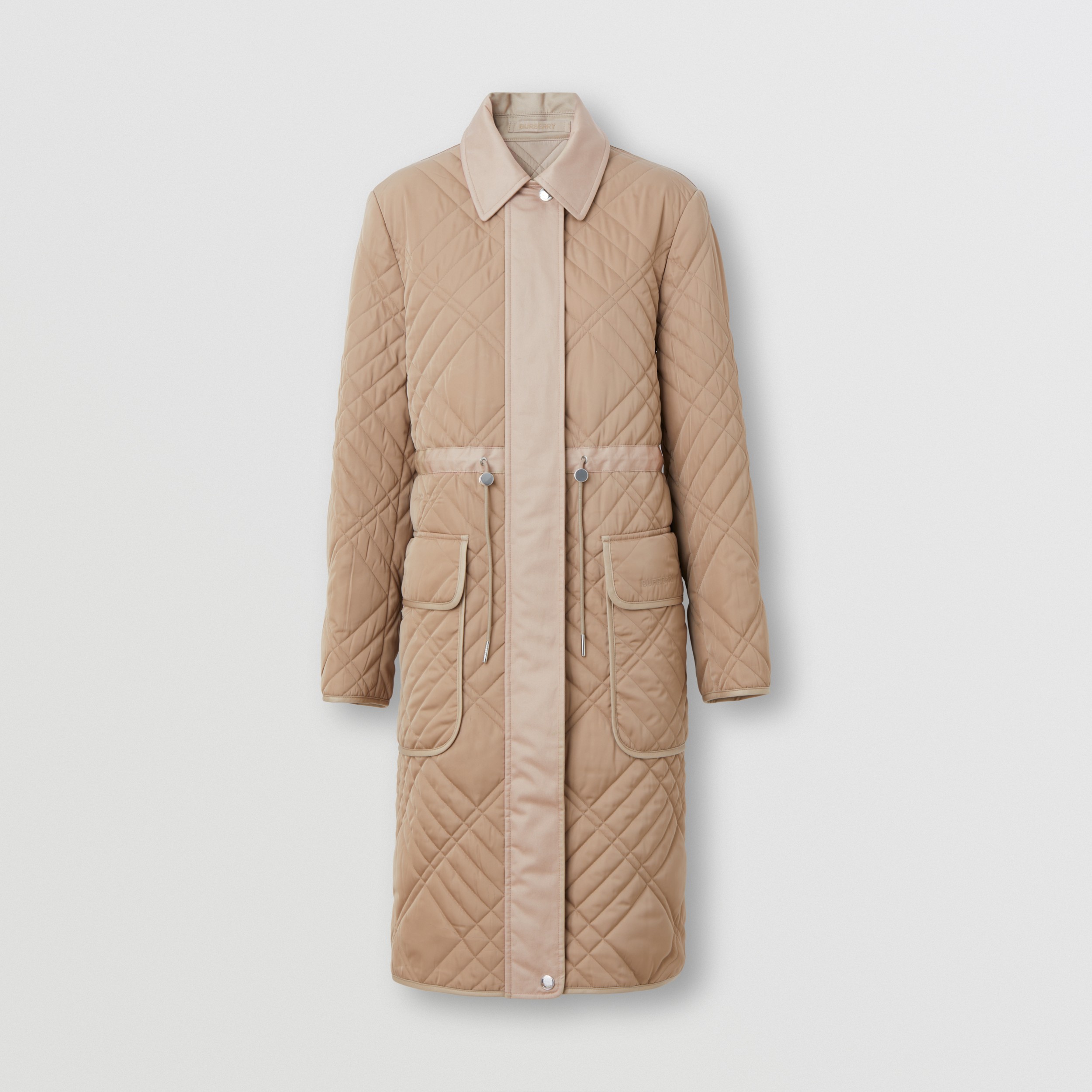 Embroidered Logo Quilted Coat in Cappuccino - Women | Burberry® Official - 4