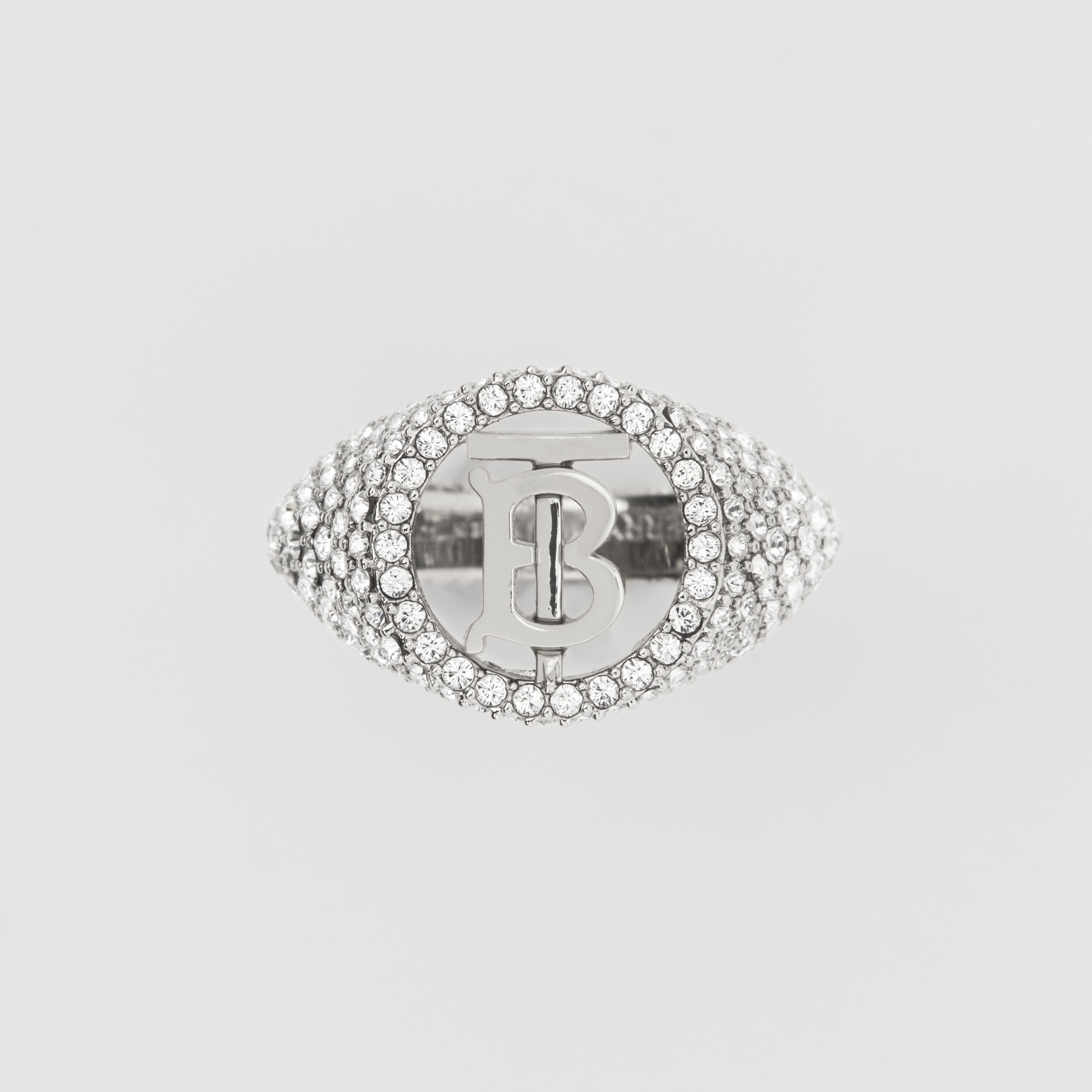 Crystal Detail Palladium-plated Monogram Motif Ring in Palladium/crystal | Burberry® Official - 4