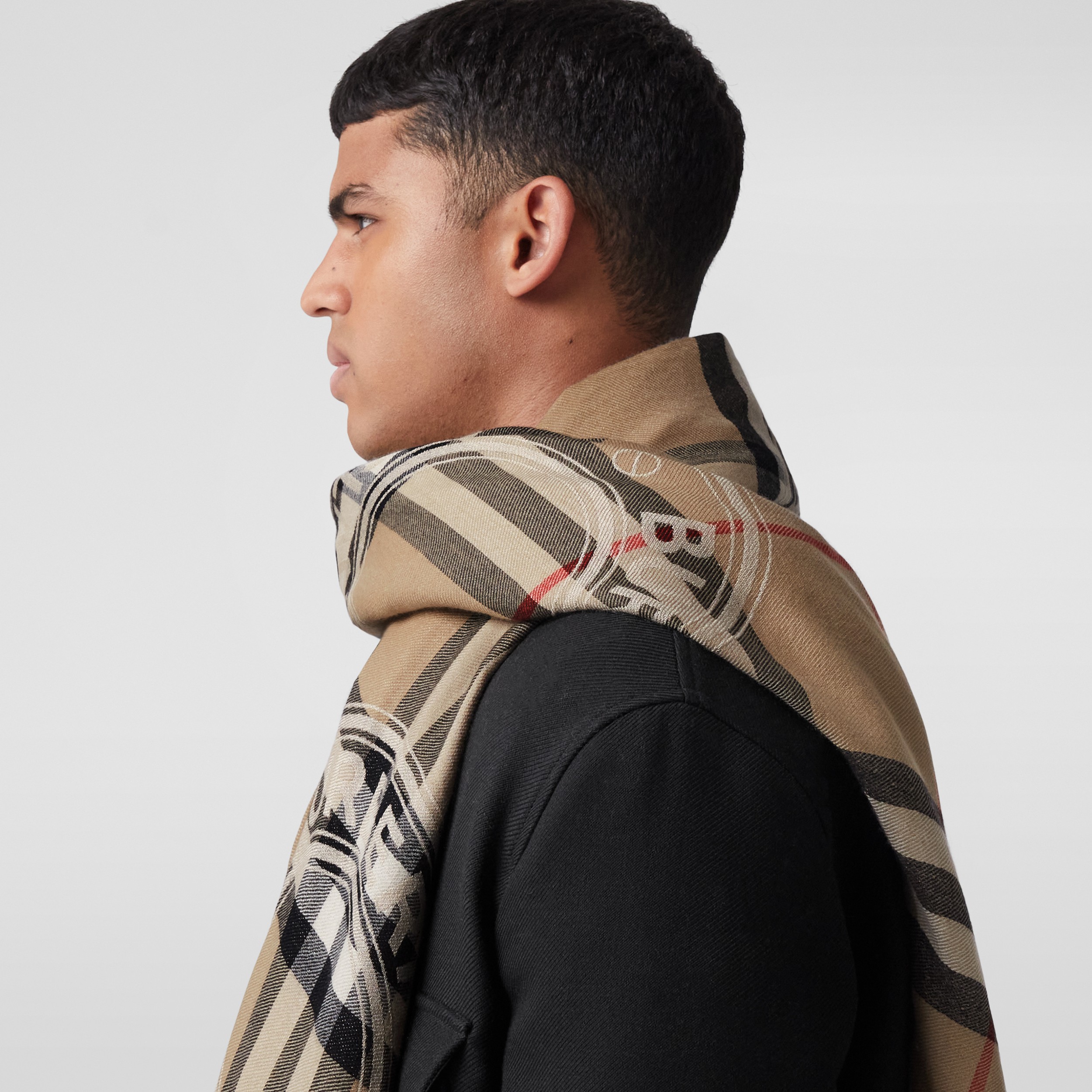 Montage Print Silk Cashmere Scarf in Archive Beige | Burberry® Official - 4