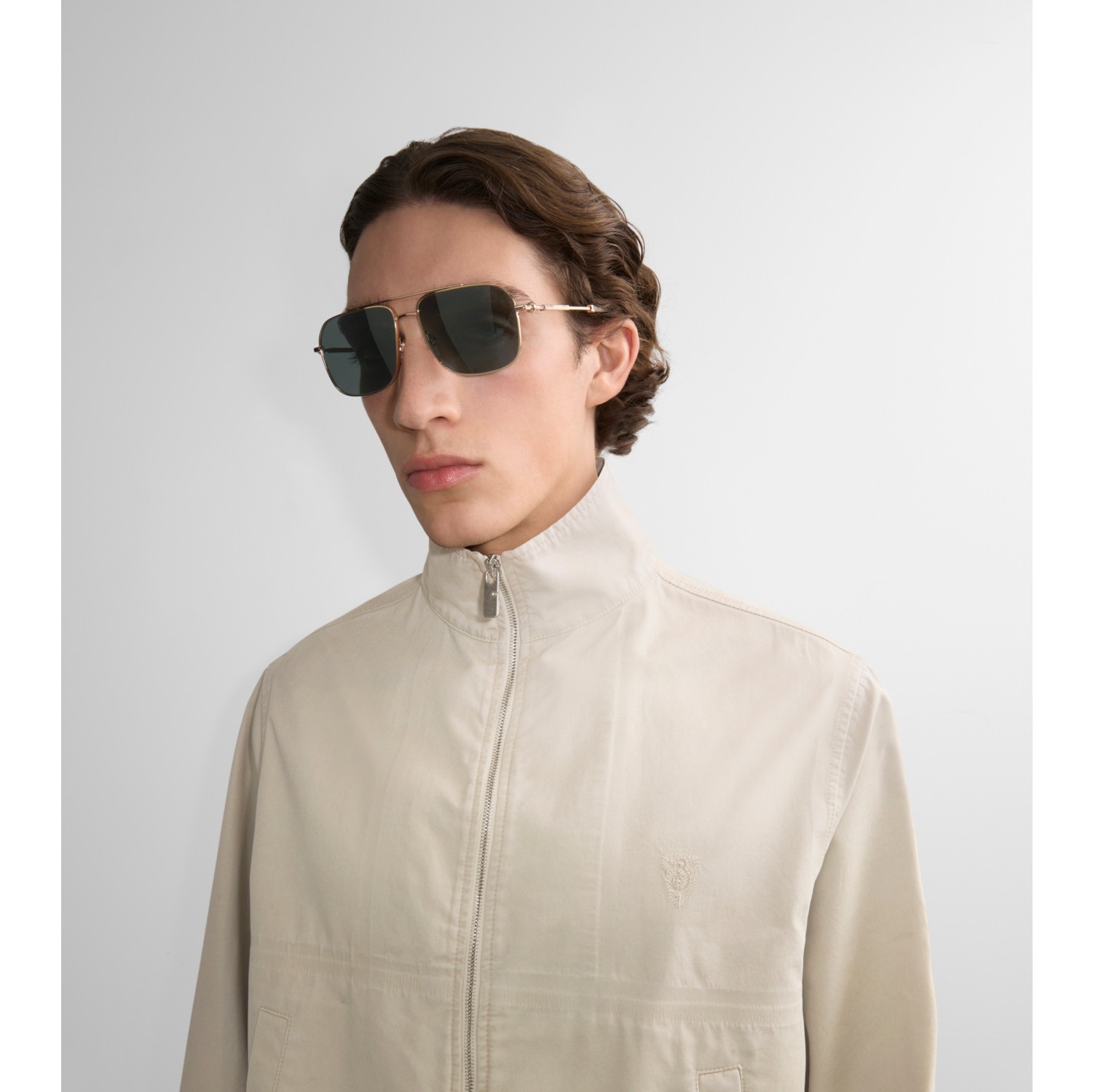 Metal Logo Aviator Sunglasses