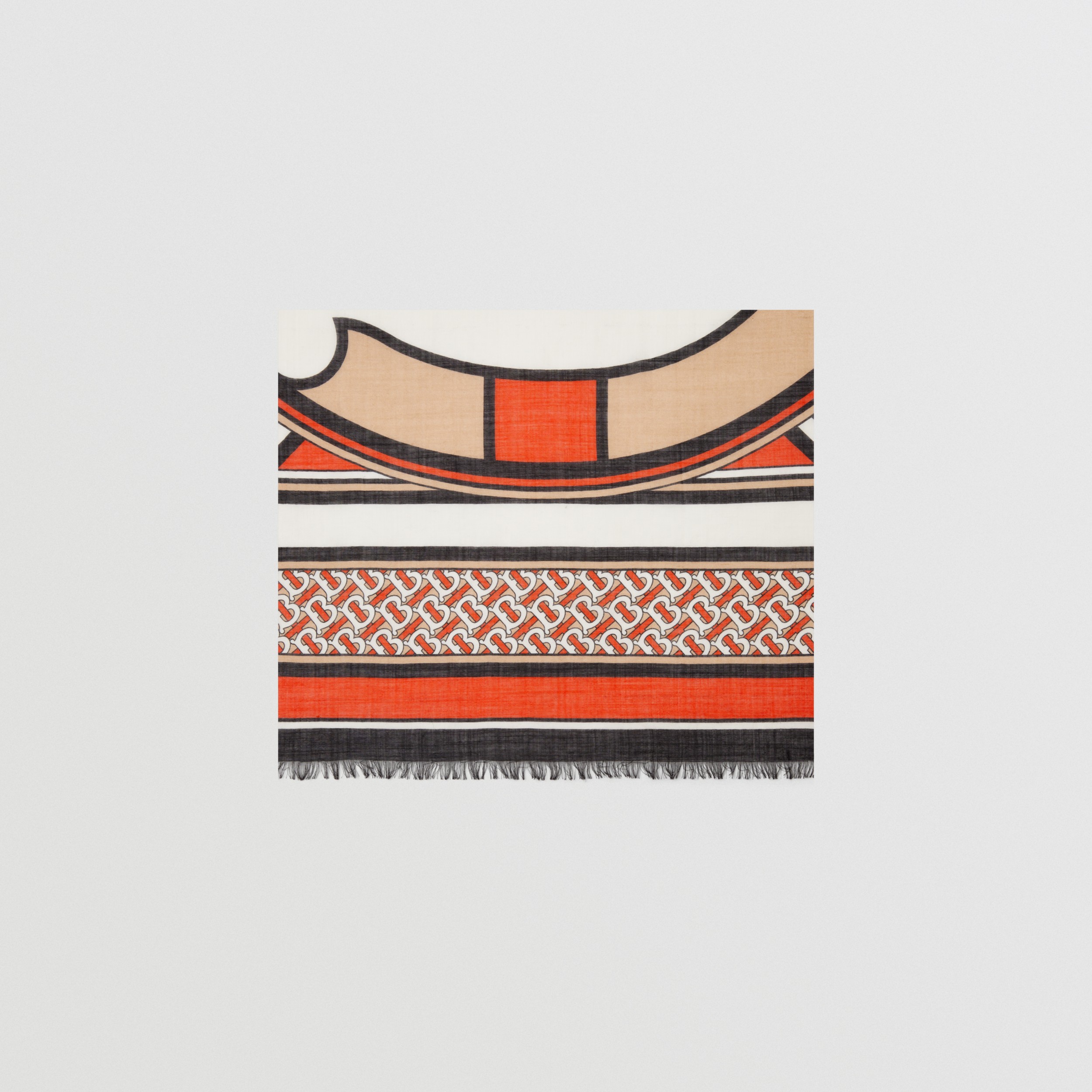 Montage Print Wool Silk Large Square Scarf in Vermilion | Burberry® Official - 2