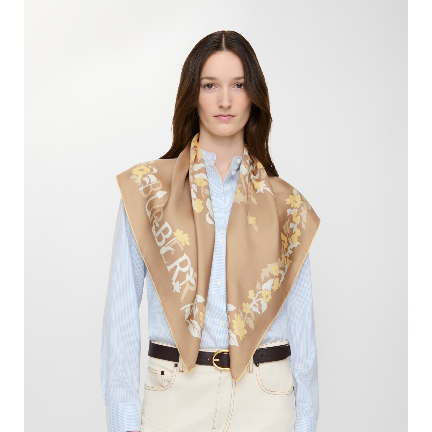 Floral EKD Silk Scarf in Sand beige | Burberry® Official