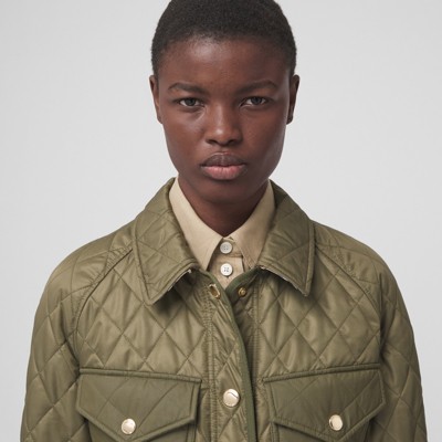 Green diamond quilted jacket Clearance