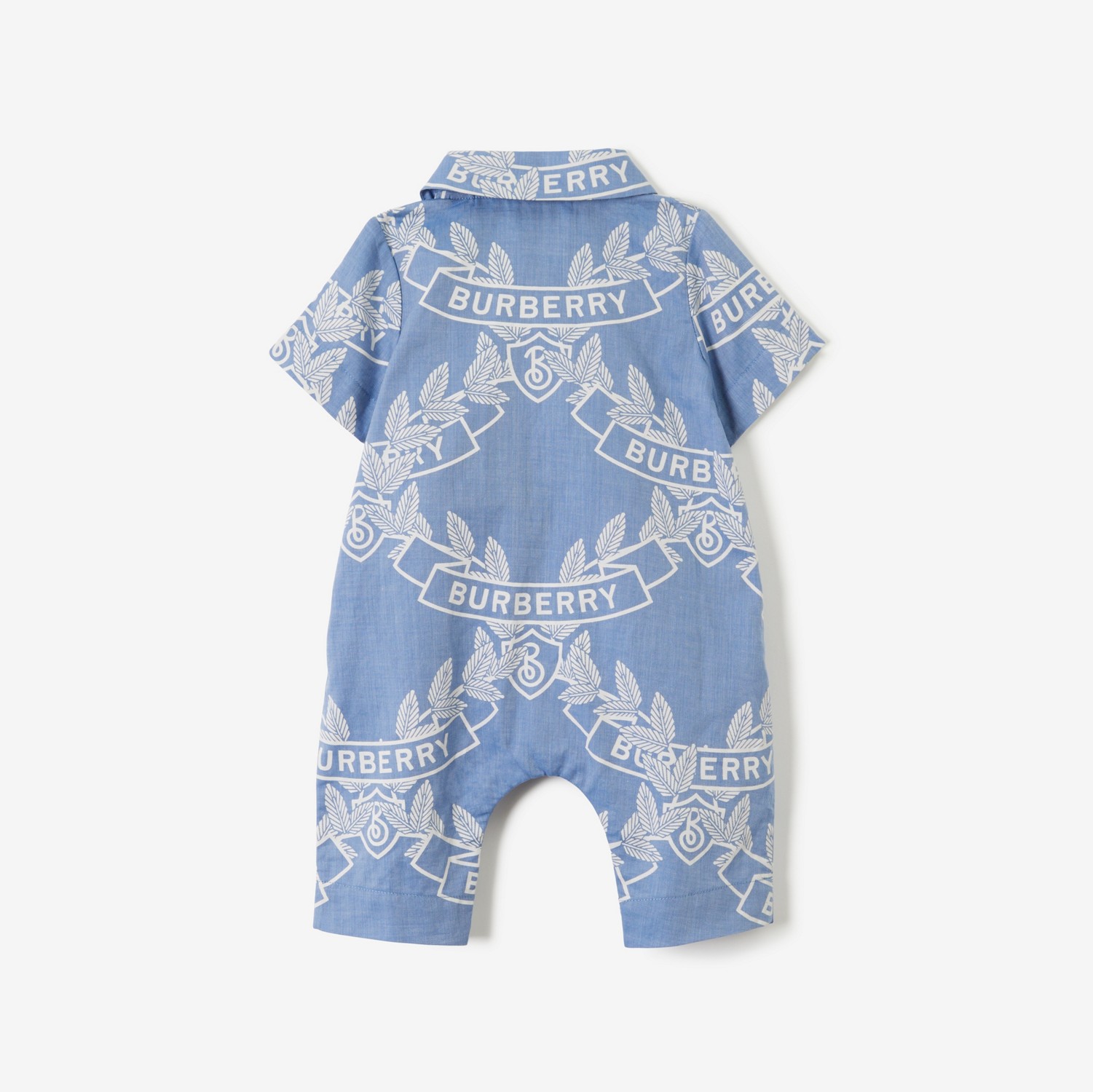 Oak Leaf Crest Cotton Playsuit in Pale Blue - Children | Burberry® Official