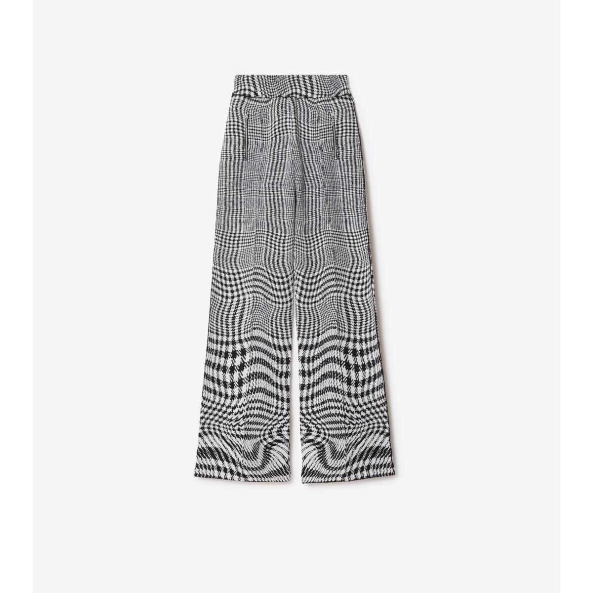 Shop Burberry Warped Houndstooth Wool Blend Trousers In Monochrome