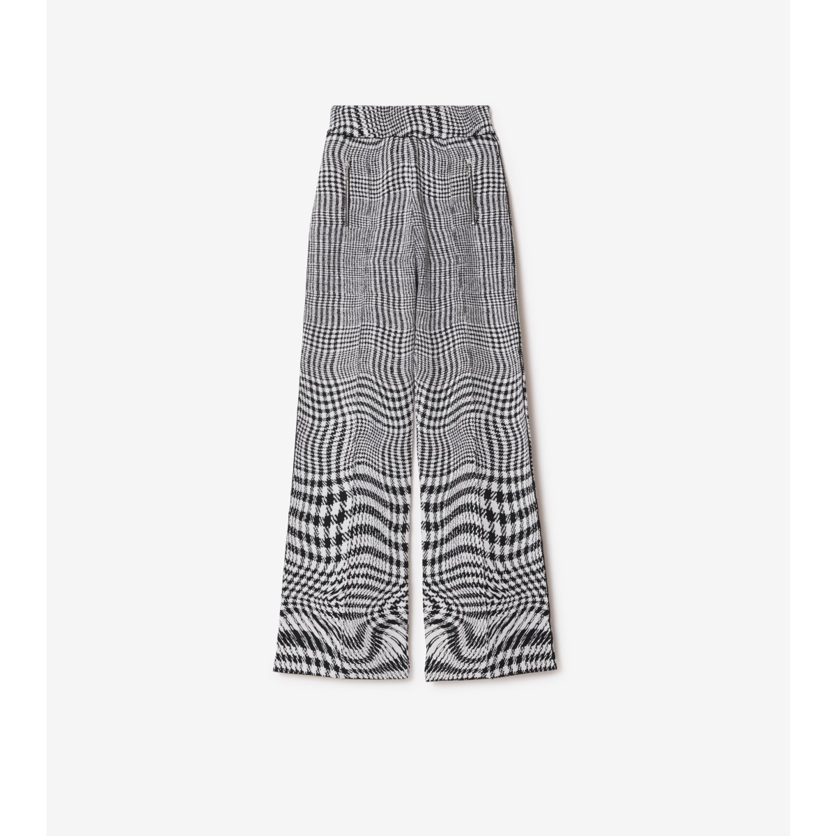 Burberry Warped Houndstooth Jacquard Wool-blend Trousers In Monochrome