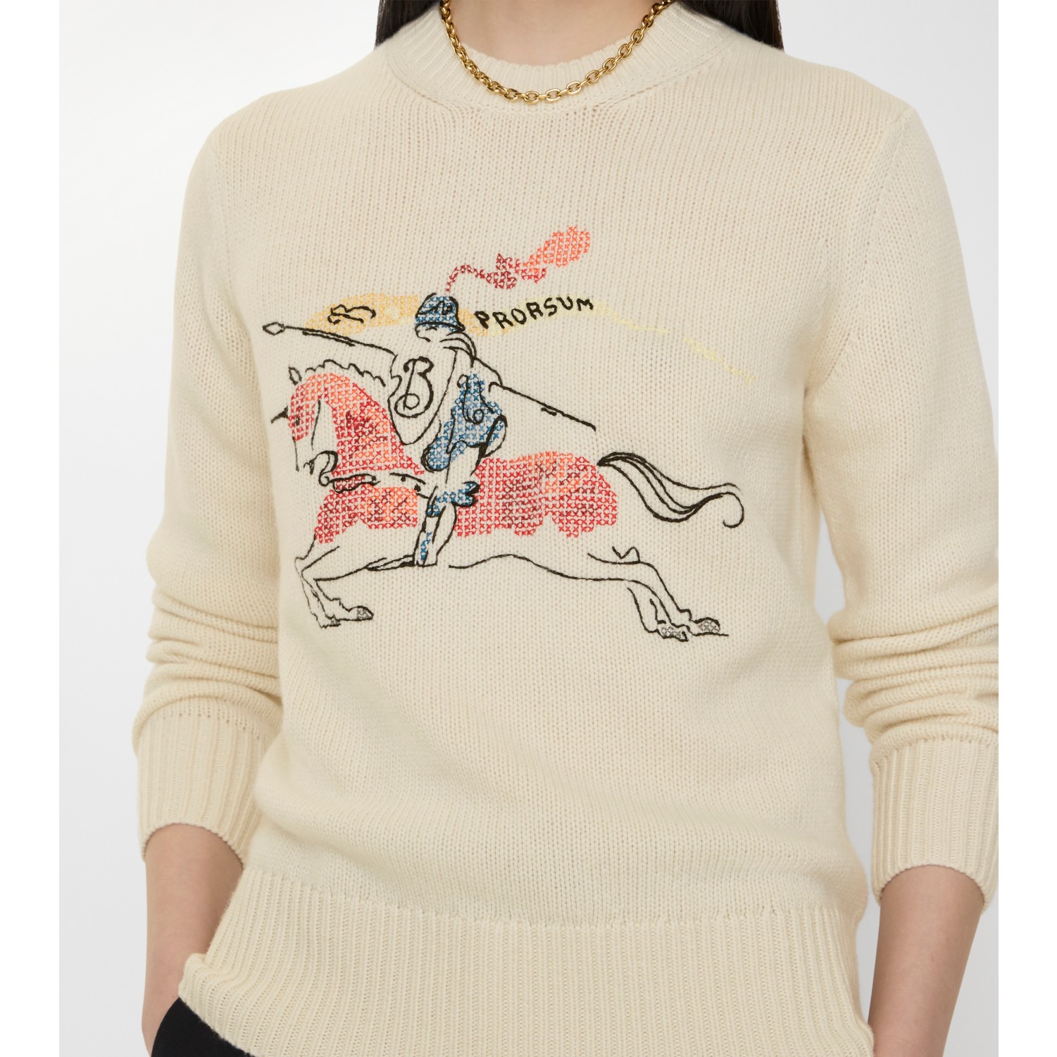 Cross Stitch EKD Wool Cashmere Sweater in Tundra beige - Women | Burberry® Official