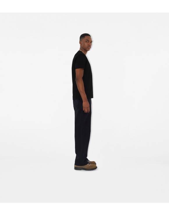 Check Trim Cotton T-shirt
