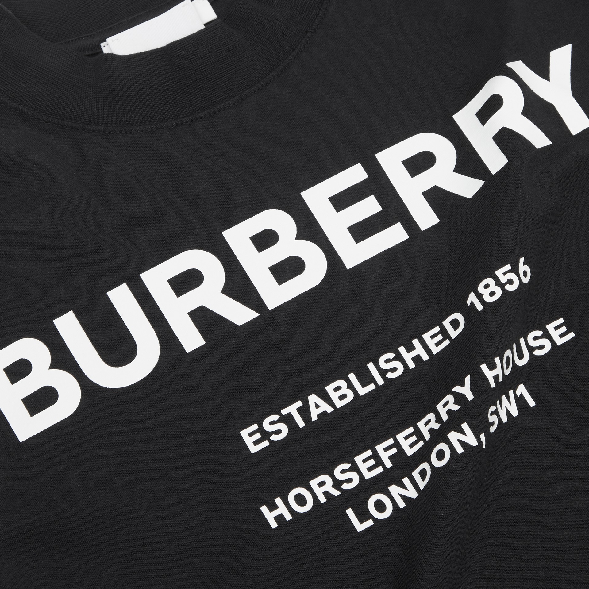 Long-sleeve Horseferry Print Cotton Top in Black | Burberry United States