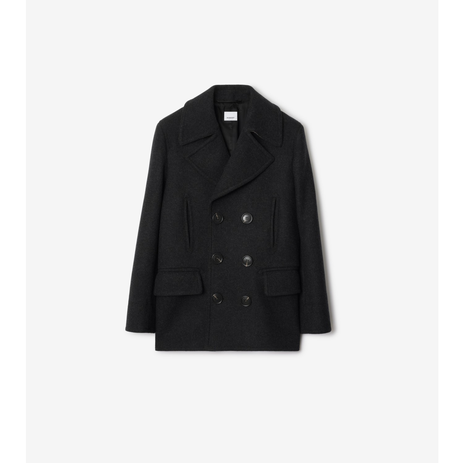 Pea coat em mescla de lã