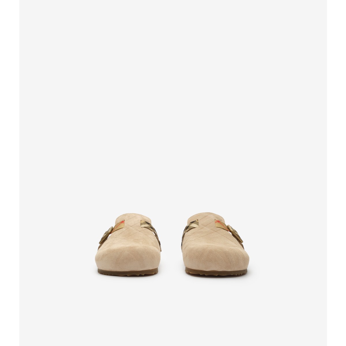  Check Shearling Urchin Clogs