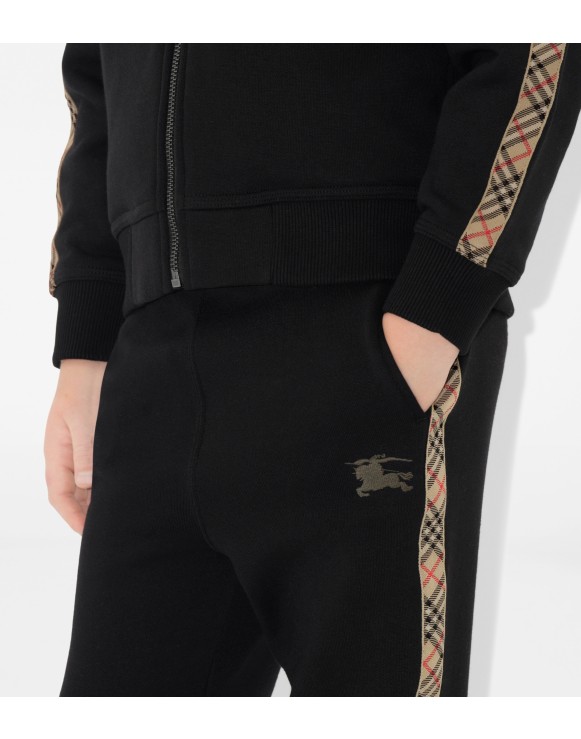 Check Trim Cotton Jogging Pants