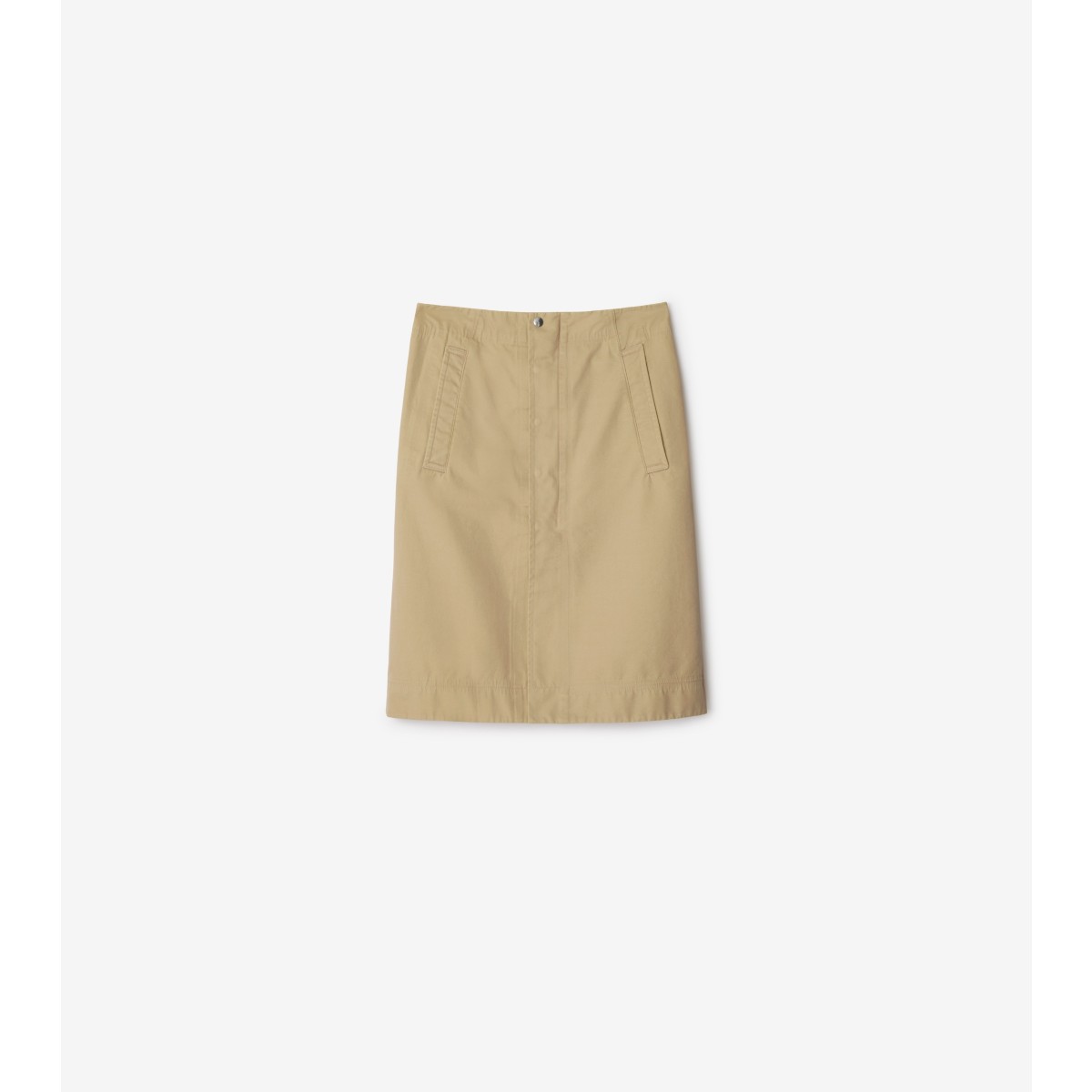 Shop Burberry Cotton Midi Skirt In Beige