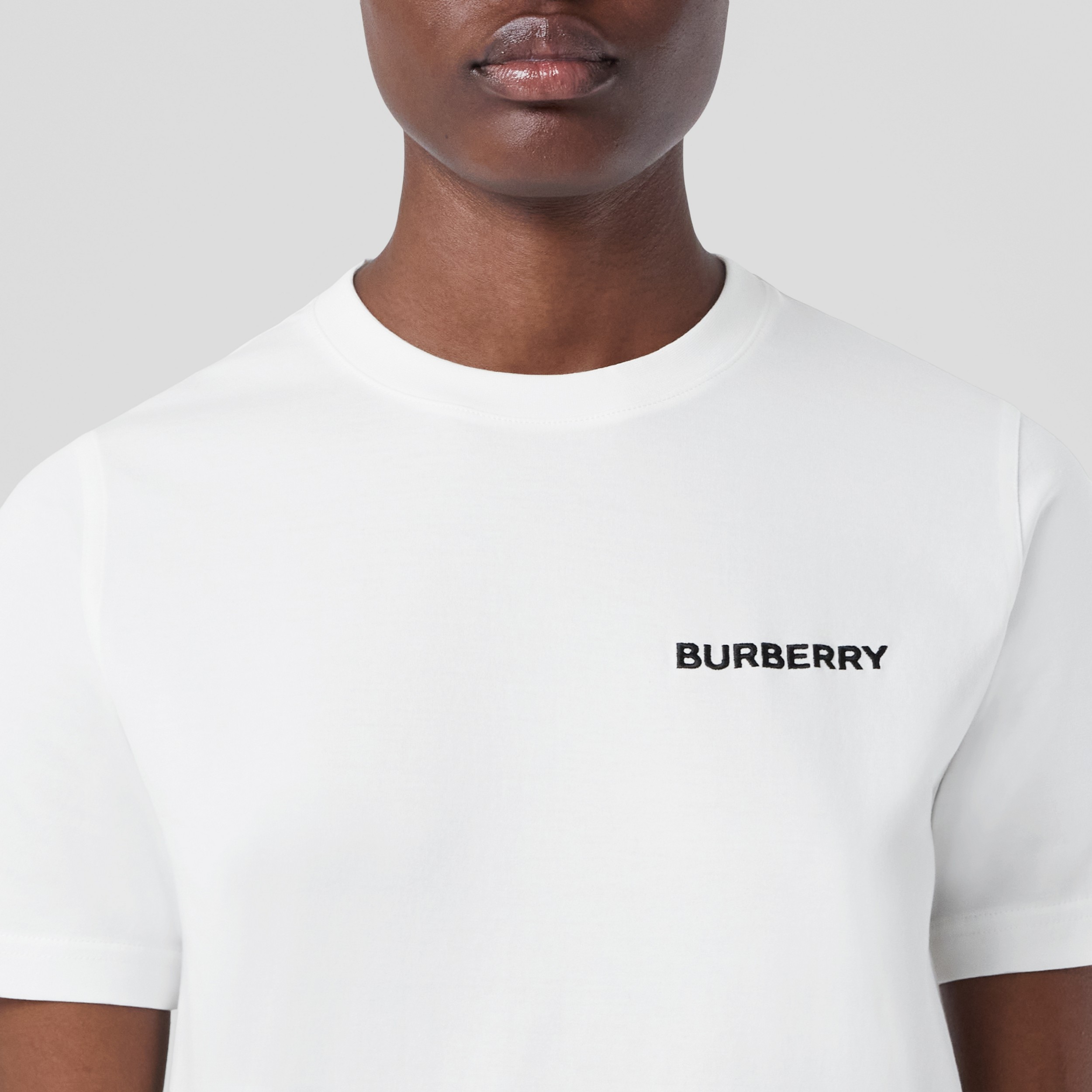 Monogram Motif Cotton T-shirt in White - Women | Burberry® Official - 2