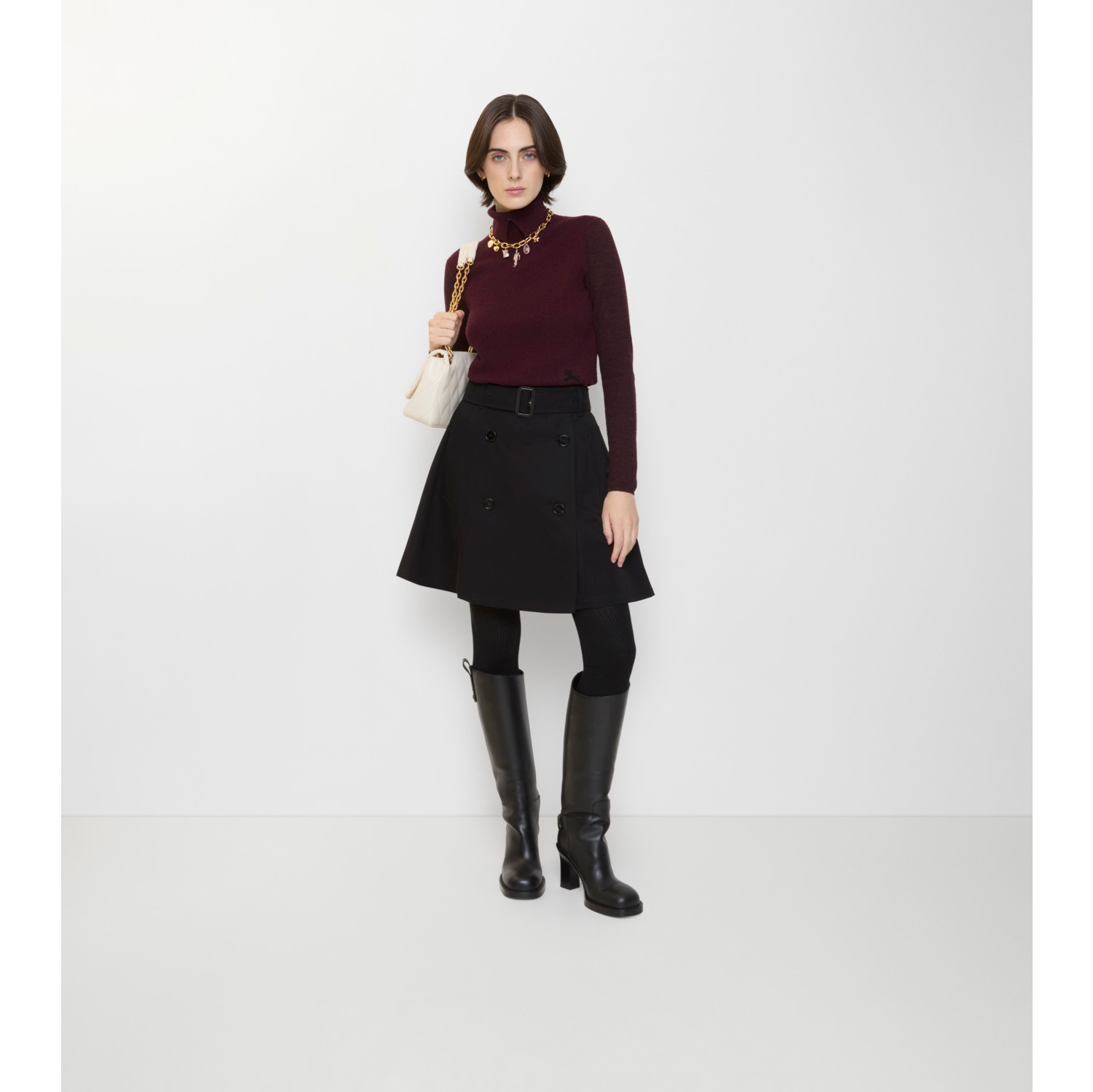 Gabardine Trench Mini Skirt