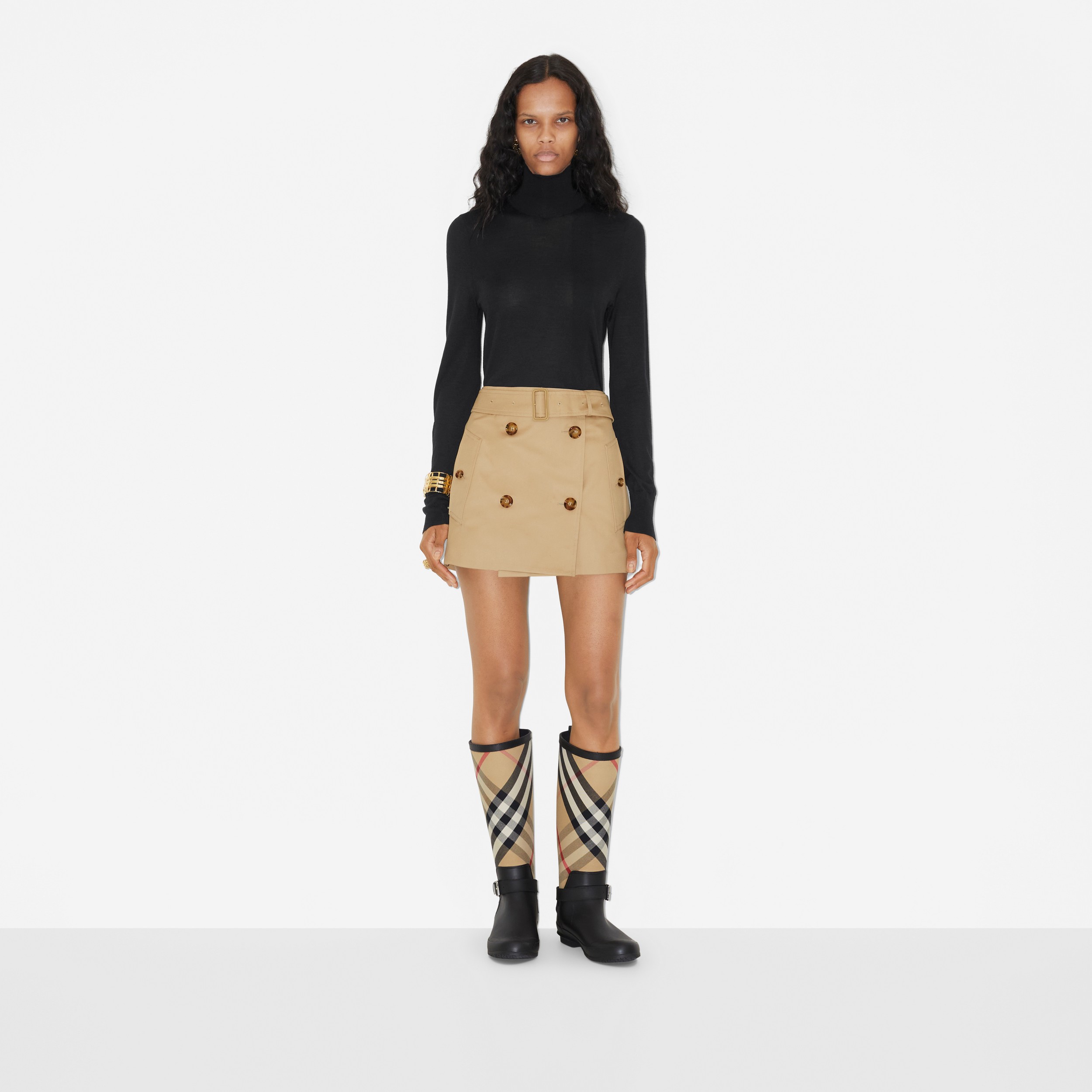 Cotton Gabardine Mini Trench Skirt in Soft Fawn - Women | Burberry® Official - 2