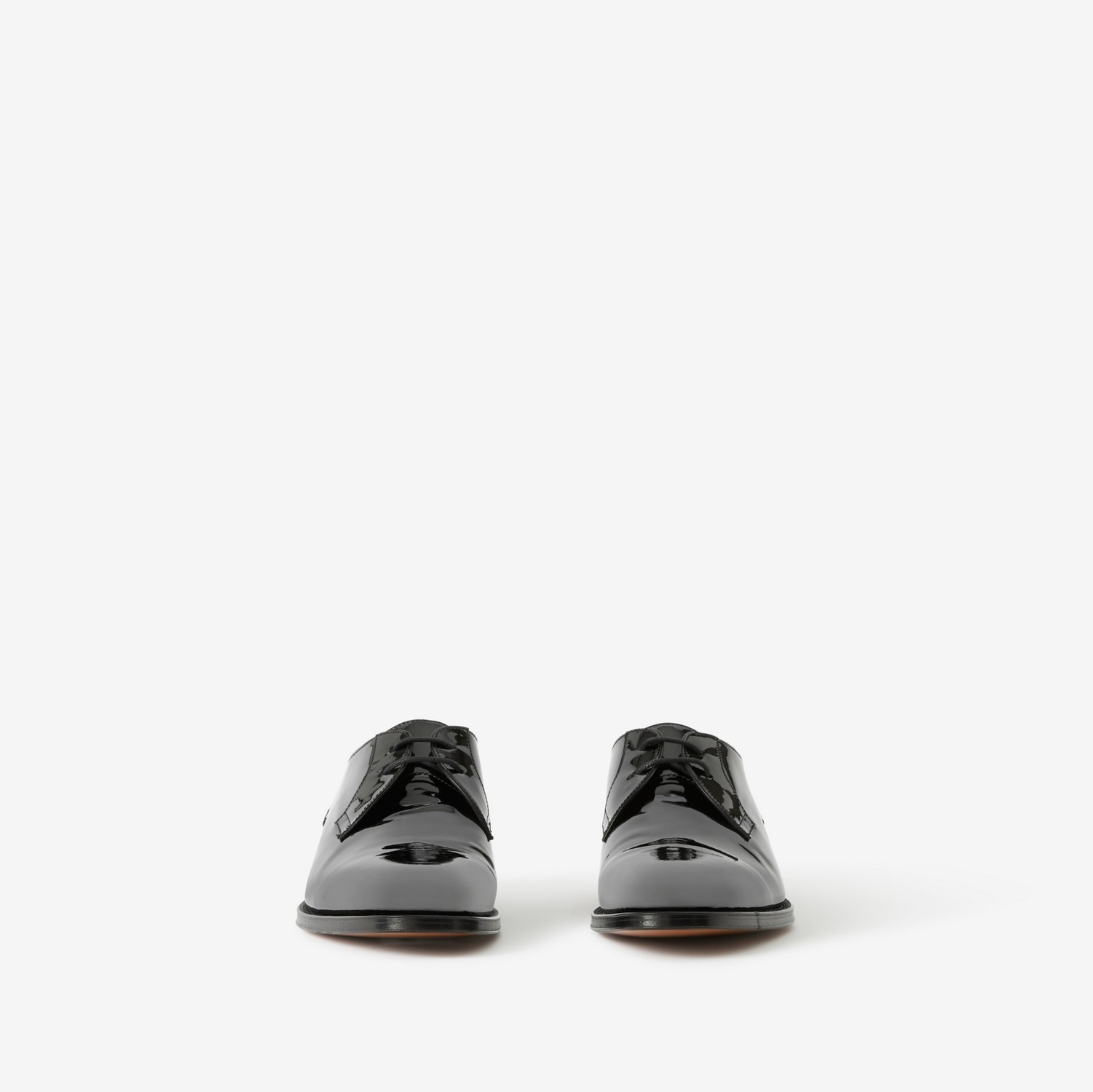 Monogram Motif Patent Leather Derby Shoes in Black - Men | Burberry® Official