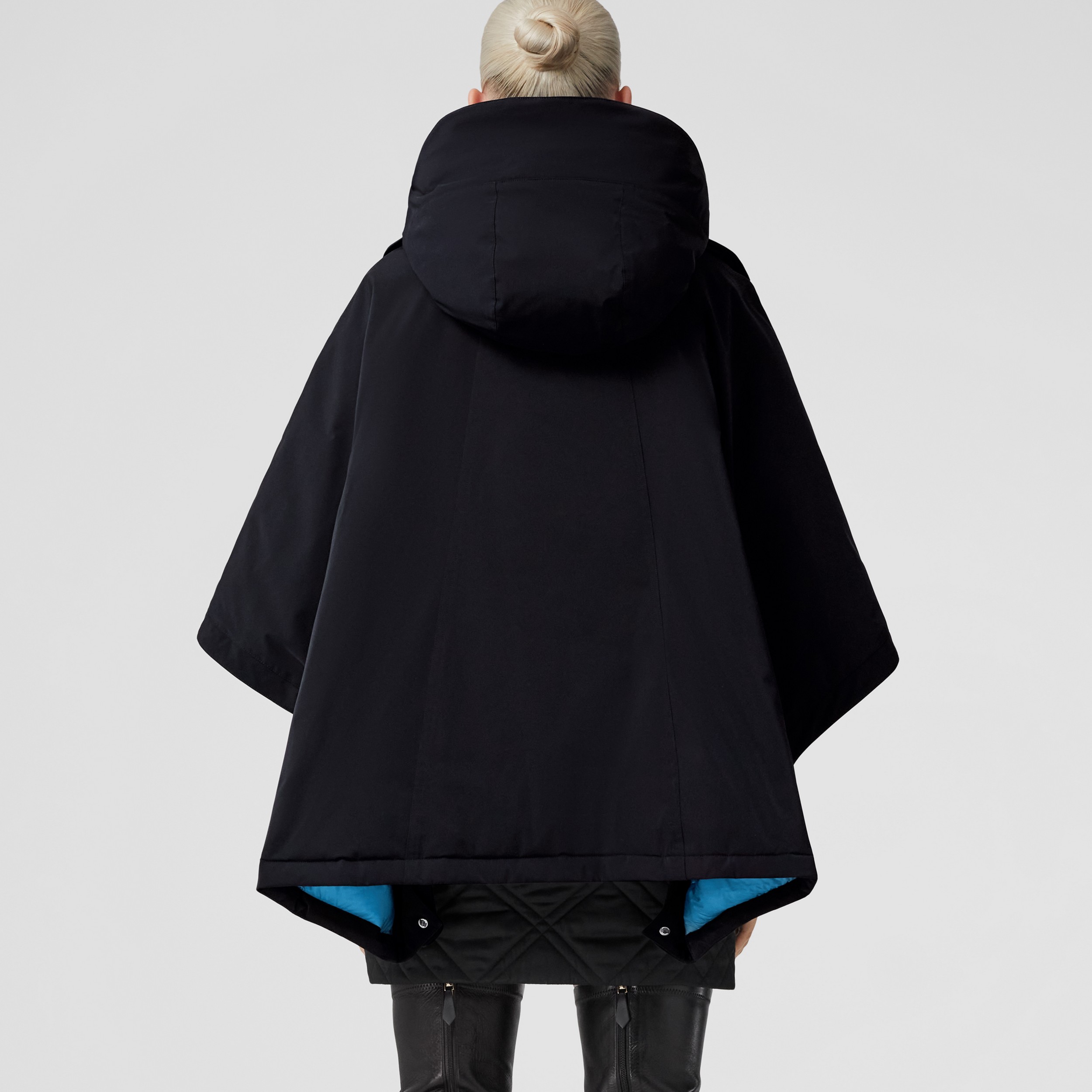 Down-filled Lightweight Hooded Cape in Dark Charcoal Blue - Women | Burberry® Official - 3