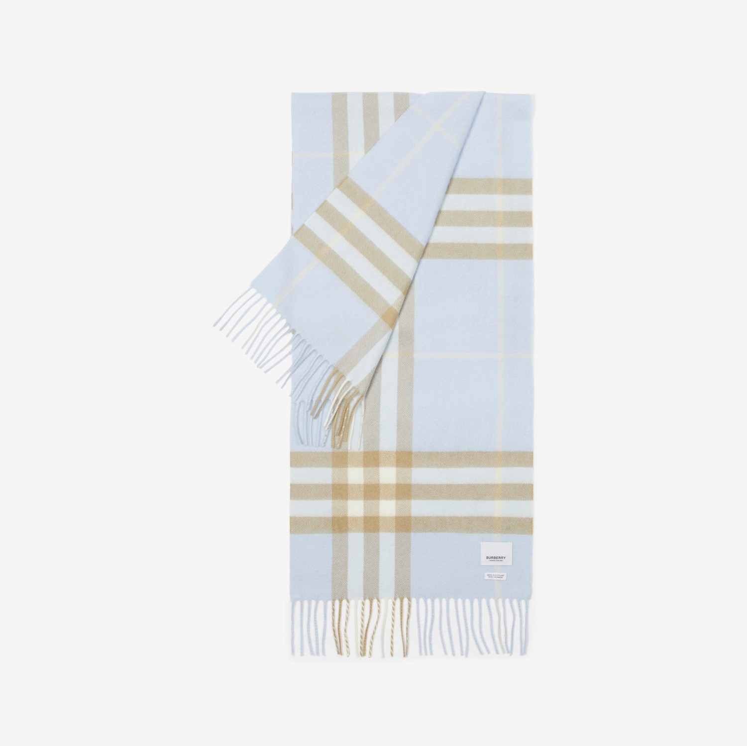 Burberry 格纹羊绒围巾 (蓝色) | Burberry® 博柏利官网