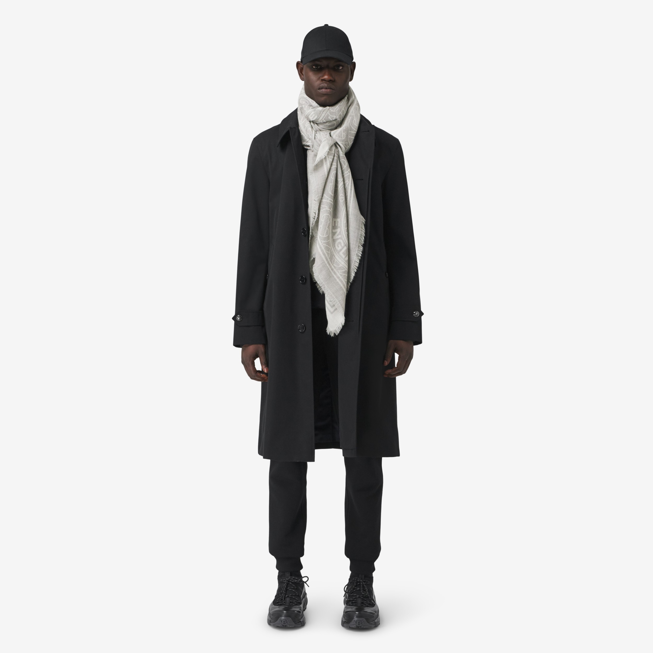 Montage Lightweight Cashmere Jacquard Scarf in Grey | Burberry® Official - 4