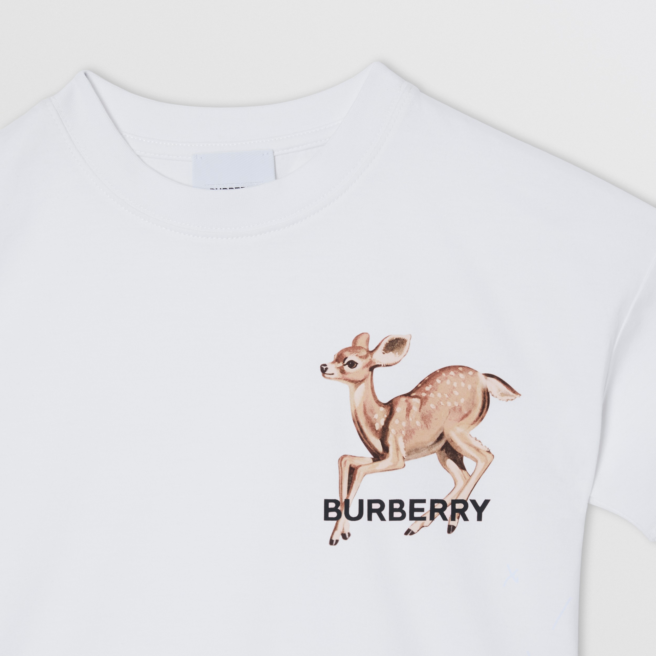 Deer Motif Cotton T-shirt in White | Burberry® Official - 4