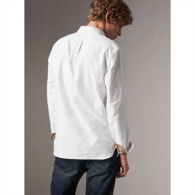 burberry check detail cotton oxford shirt