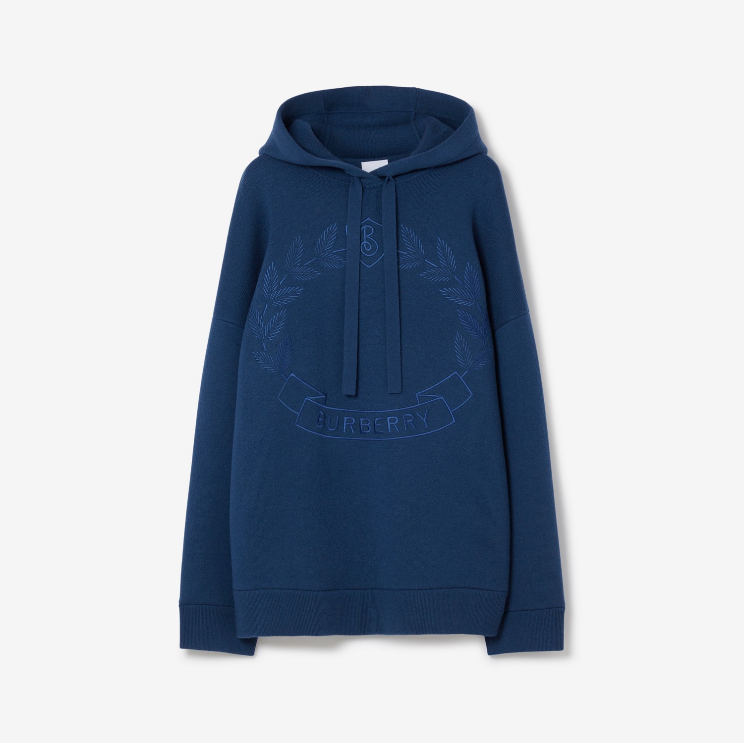 Embroidered Oak Leaf Crest Oversized Hoodie in Rich Navy - Women | Burberry® Official