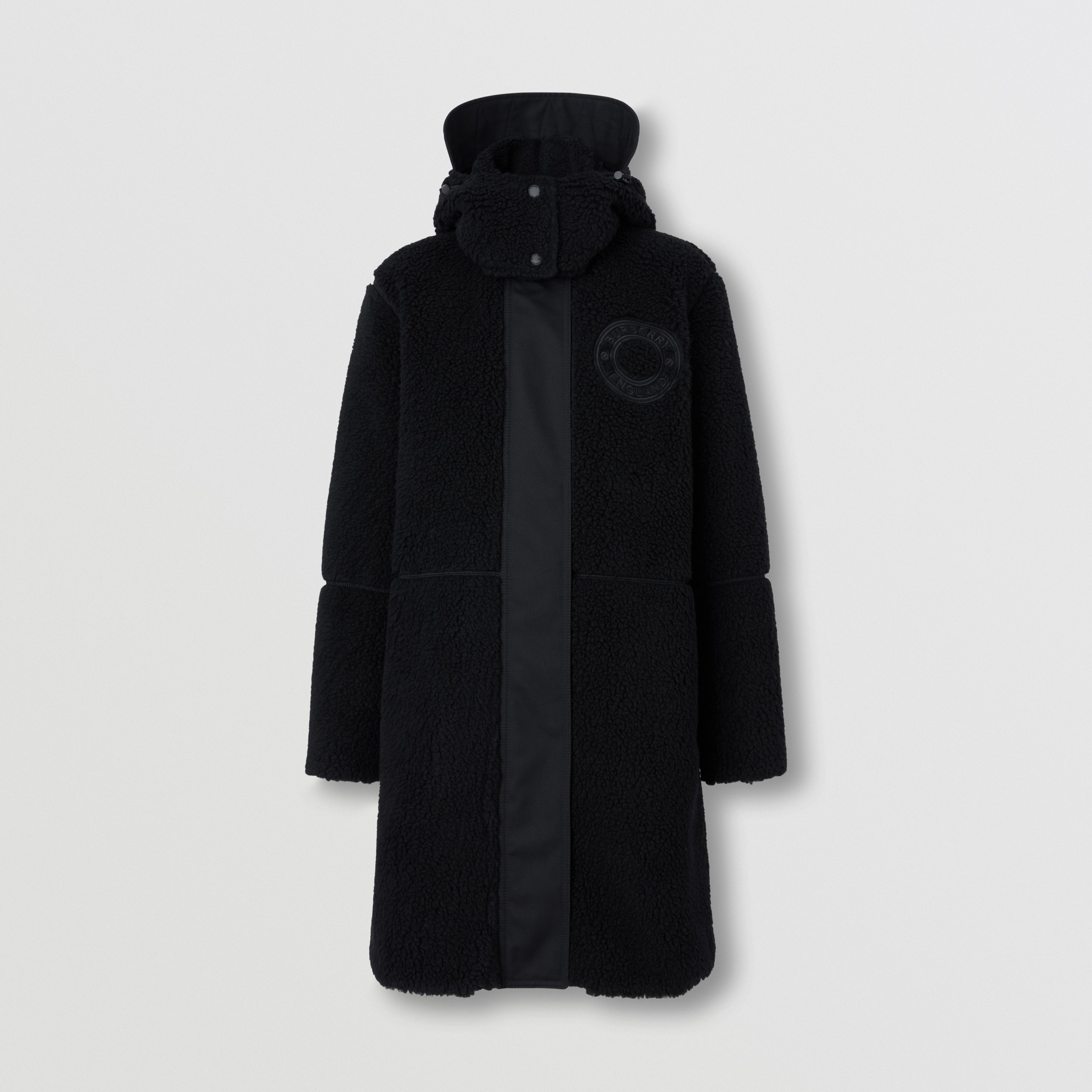 Logo Graphic Wool Cashmere Blend Fleece Coat in Black - Women | Burberry® Official - 4