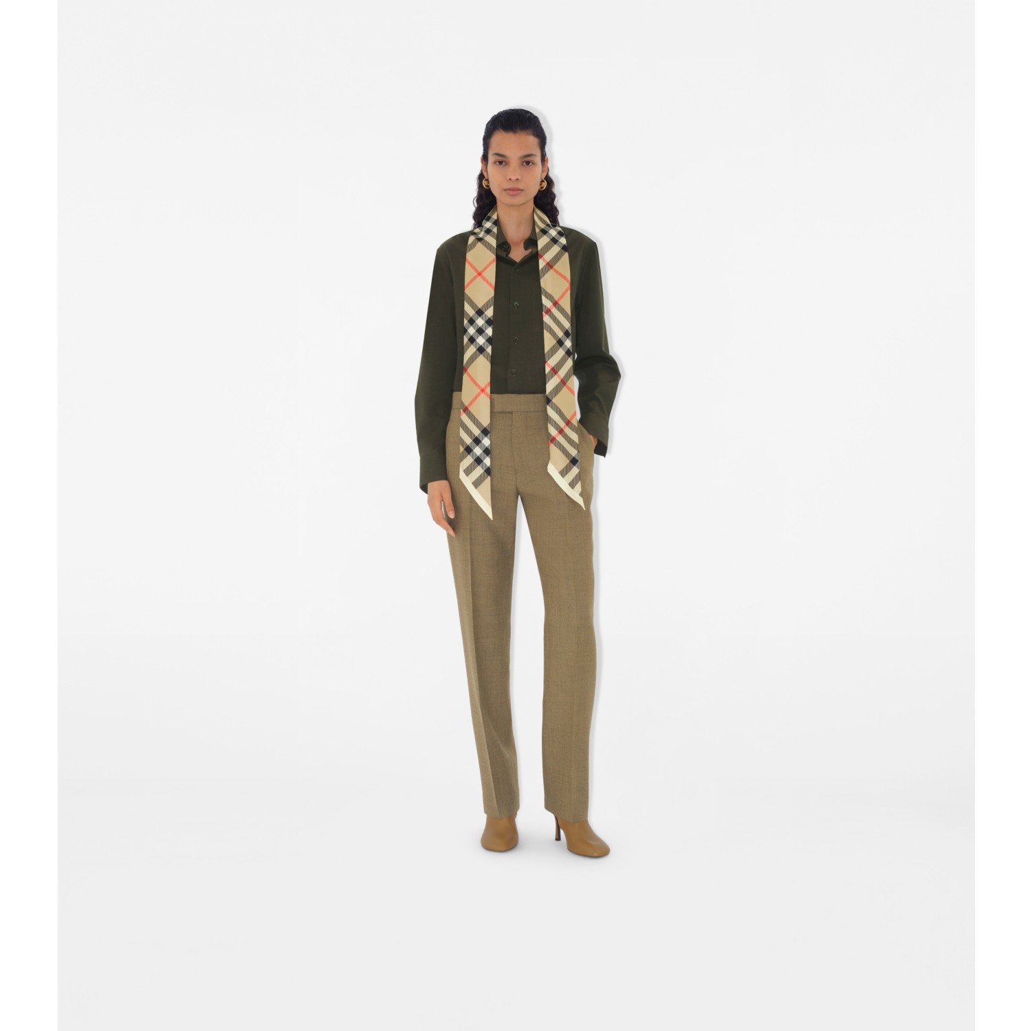 Skinny Check Silk Scarf