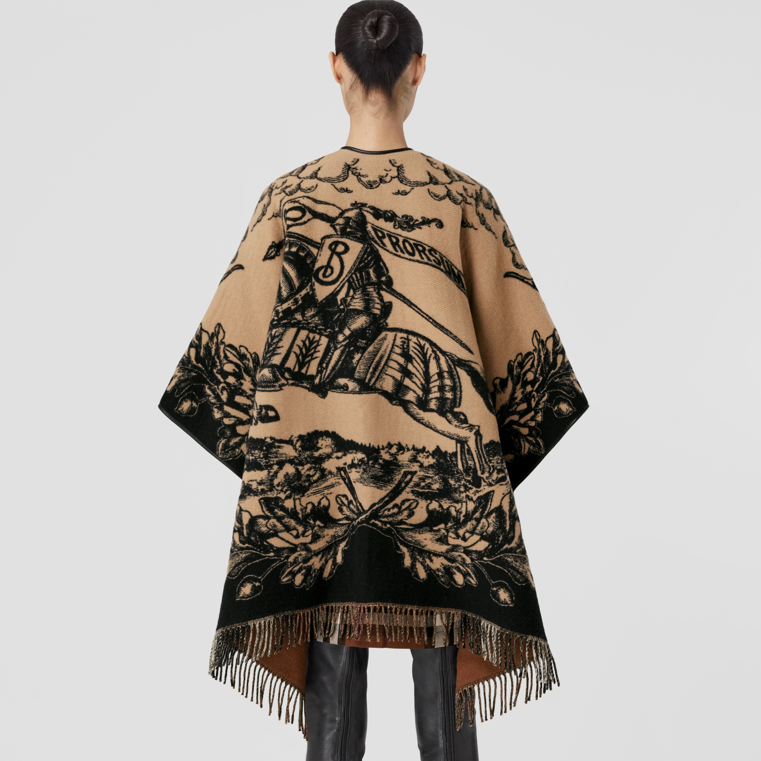 EKD Wool Jacquard Cape in Dark Birch Brown | Burberry® Official