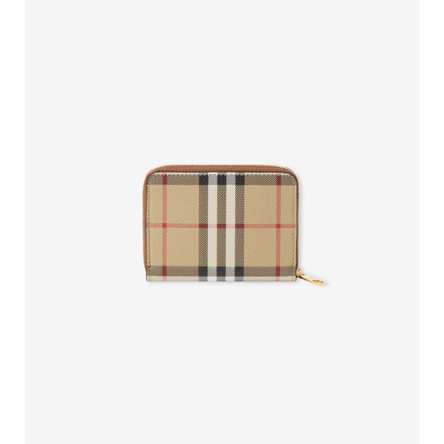 Small Check Zip Wallet in Archive beige briar brown Women Vintage Check Burberry Official