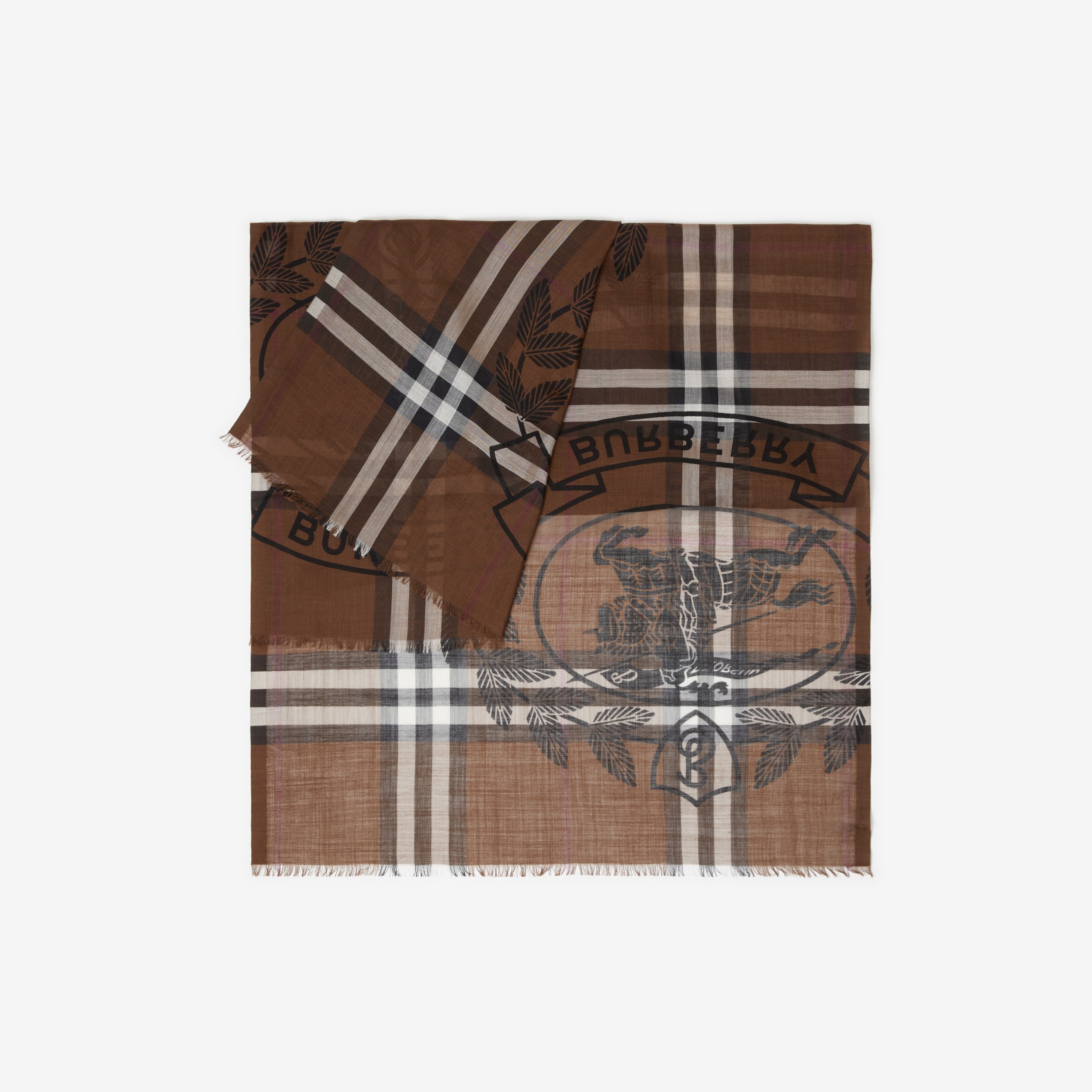 Montage Print Wool Silk Scarf in Dark Birch Brown | Burberry® Official - 3