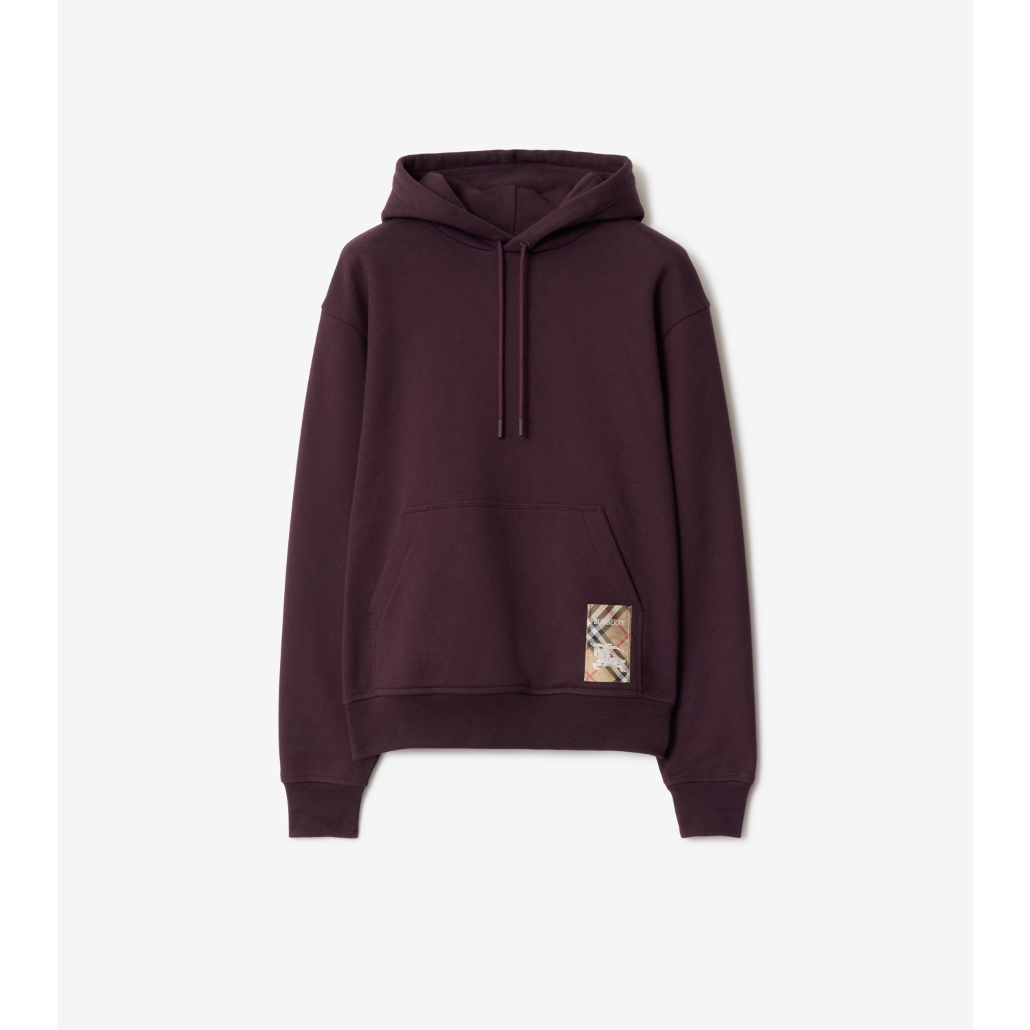 Check Label Cotton Hoodie