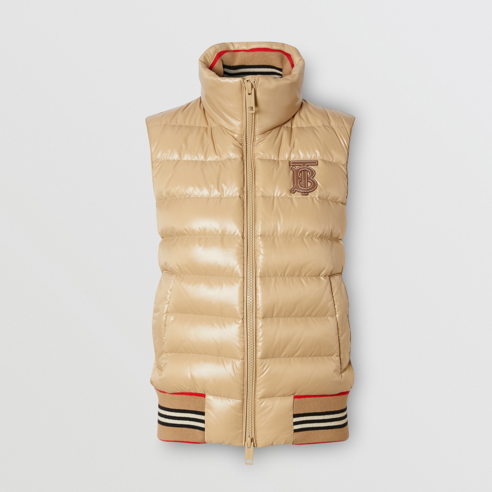 Icon Stripe Detail Puffer Gilet in Honey - Women | Burberry United States
