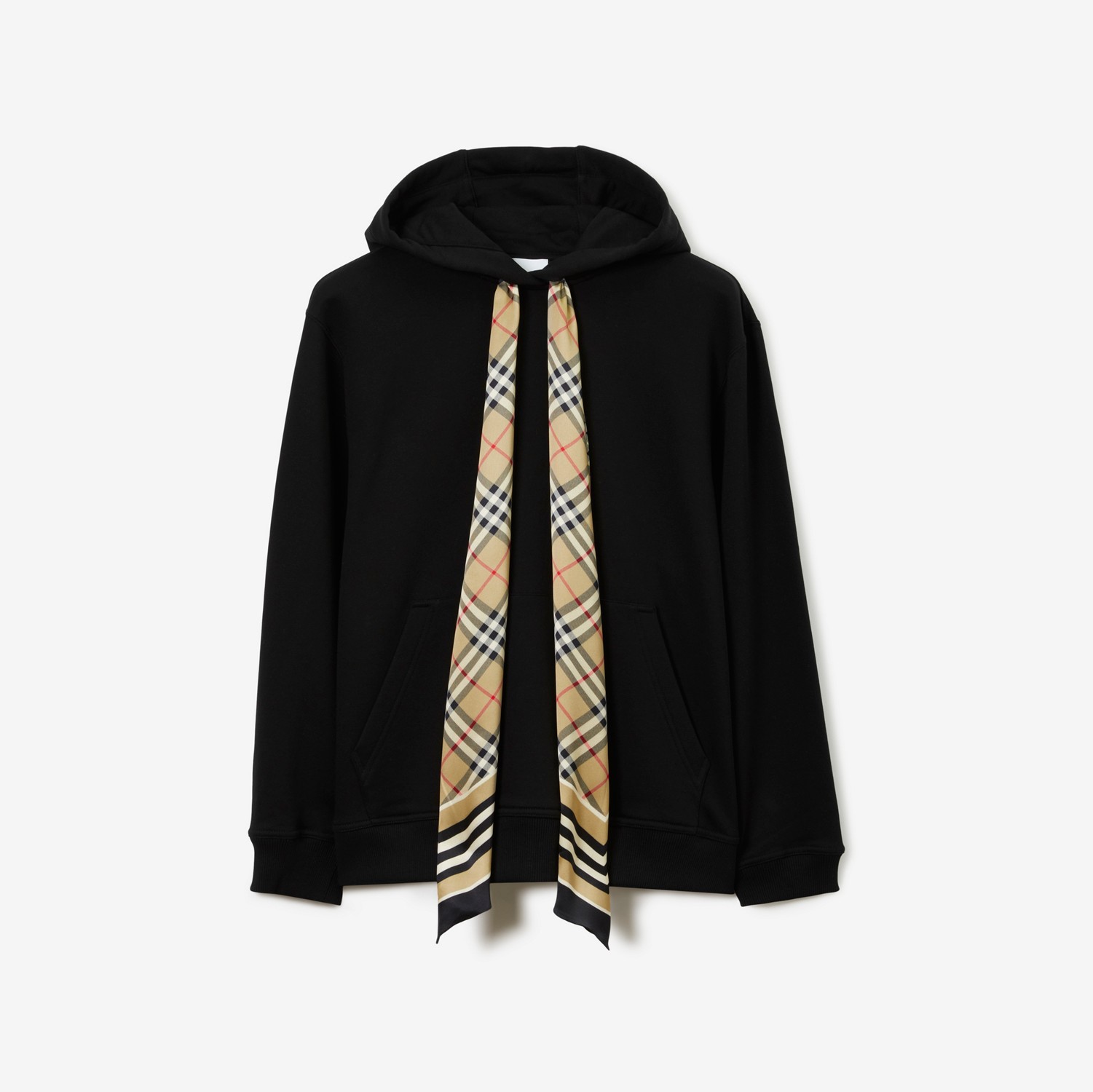 Scarf Detail Cotton Oversized Hoodie in Black - Women | Burberry® Official