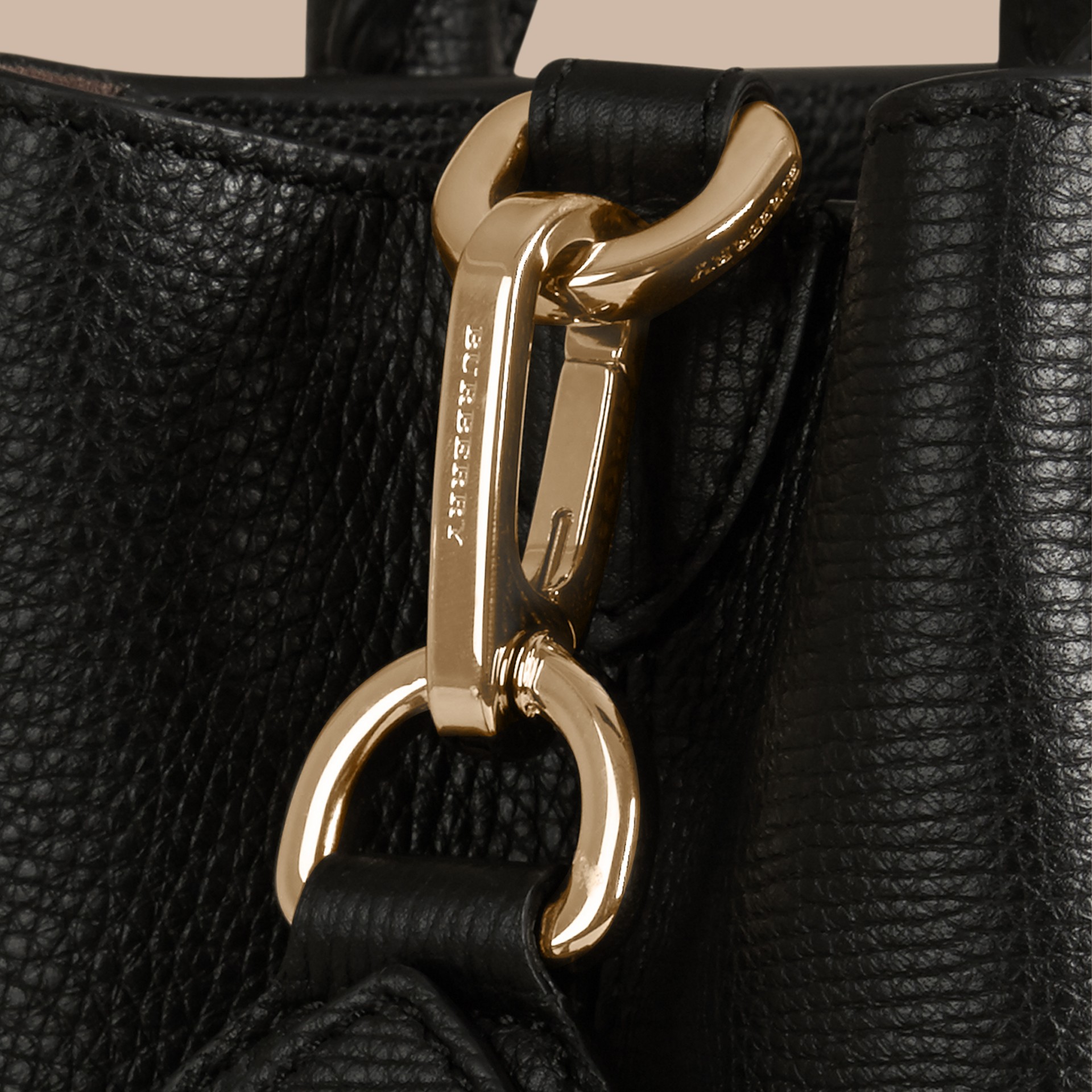 The Medium Saddle Bag in Grainy Bonded Leather Black | Burberry