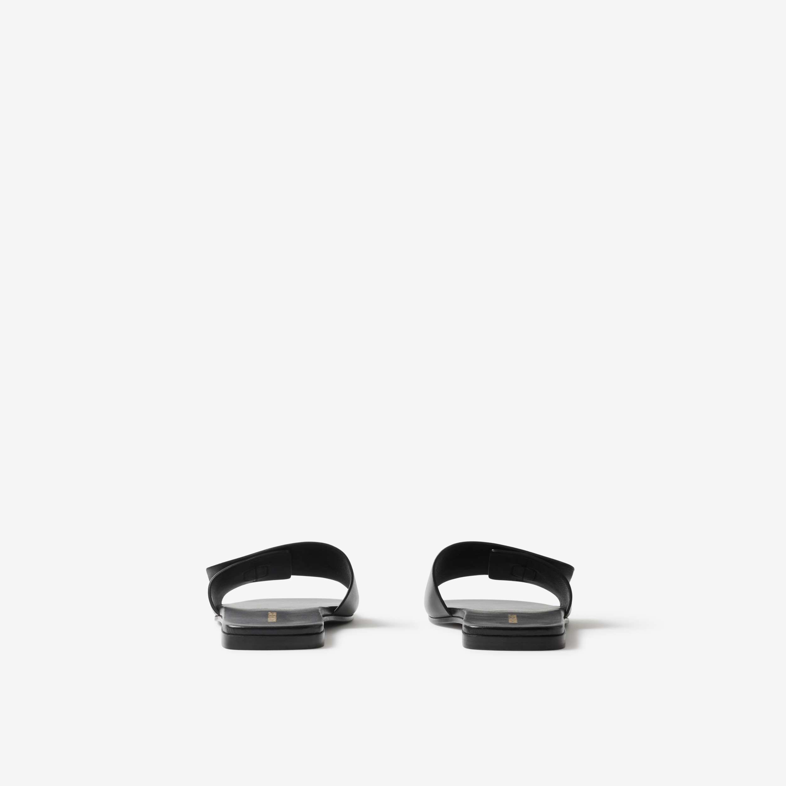 Monogram Motif Leather Slides in Black - Women | Burberry® Official - 3