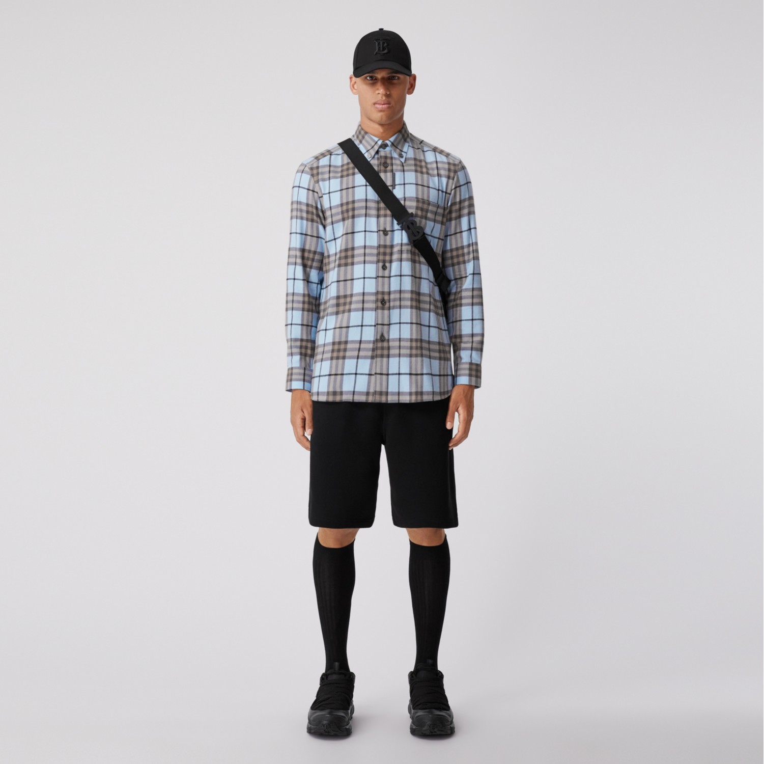 Button-down Collar Check Cotton Flannel Shirt