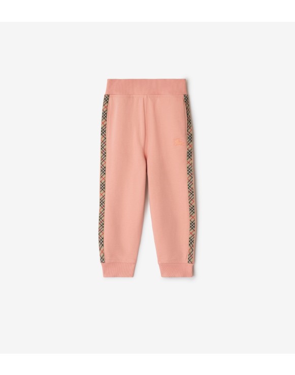 Check Trim Cotton Jogging Pants