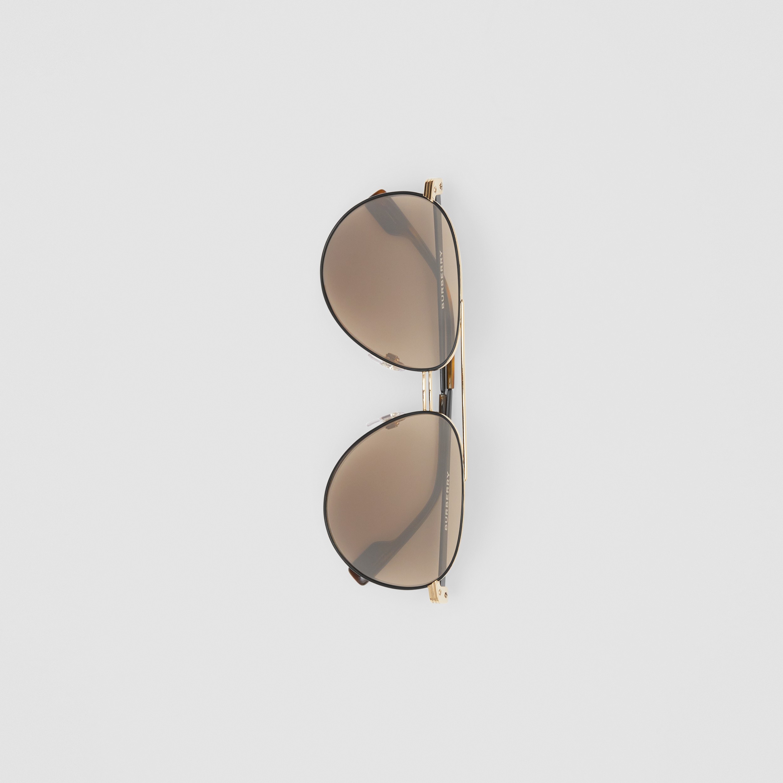 Top Bar Detail Pilot Sunglasses in Gold - Men | Burberry® Official