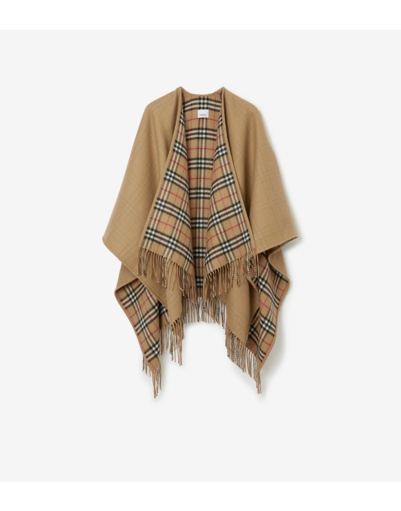 Reversible Check Wool Cape