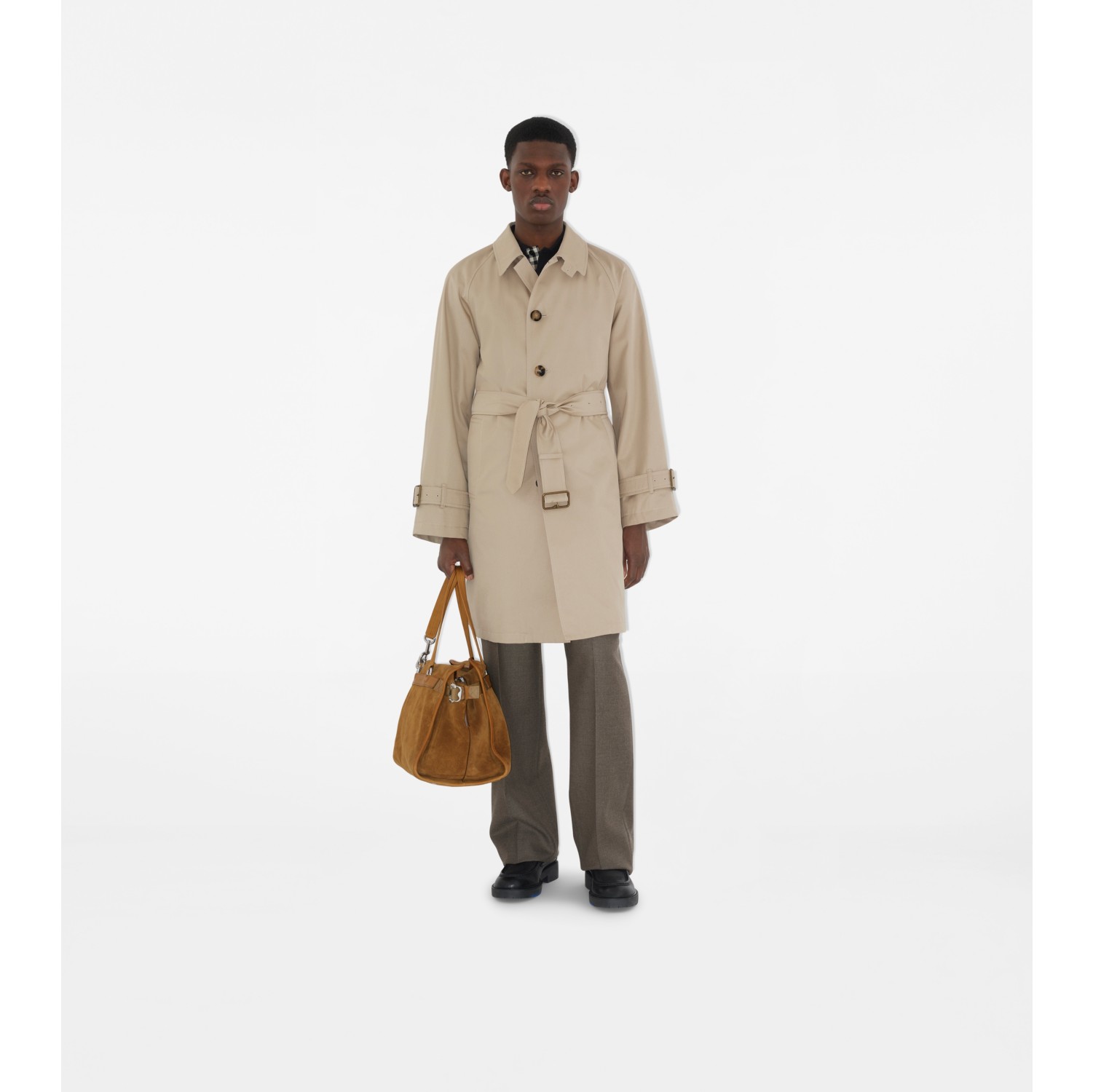 Car coat lungo in gabardine