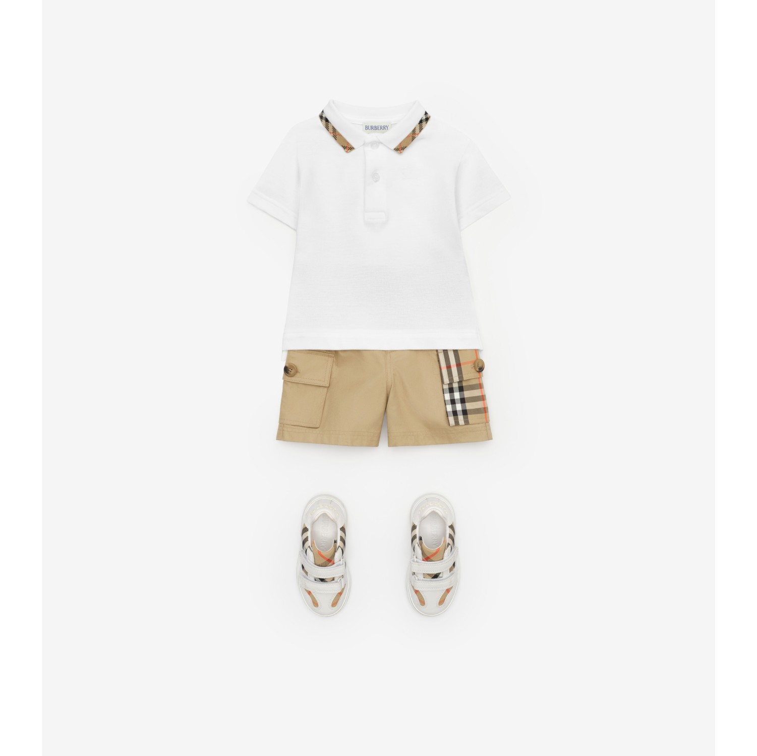 Check Collar Cotton Polo Shirt