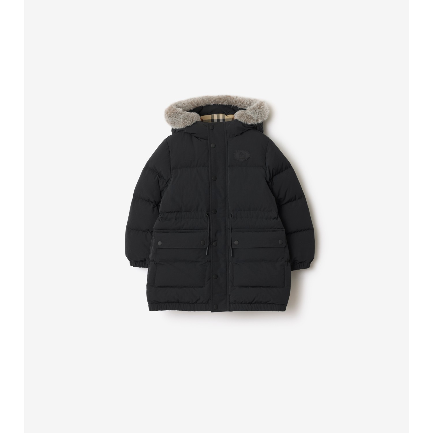 Doudoune en nylon avec fausse fourrure