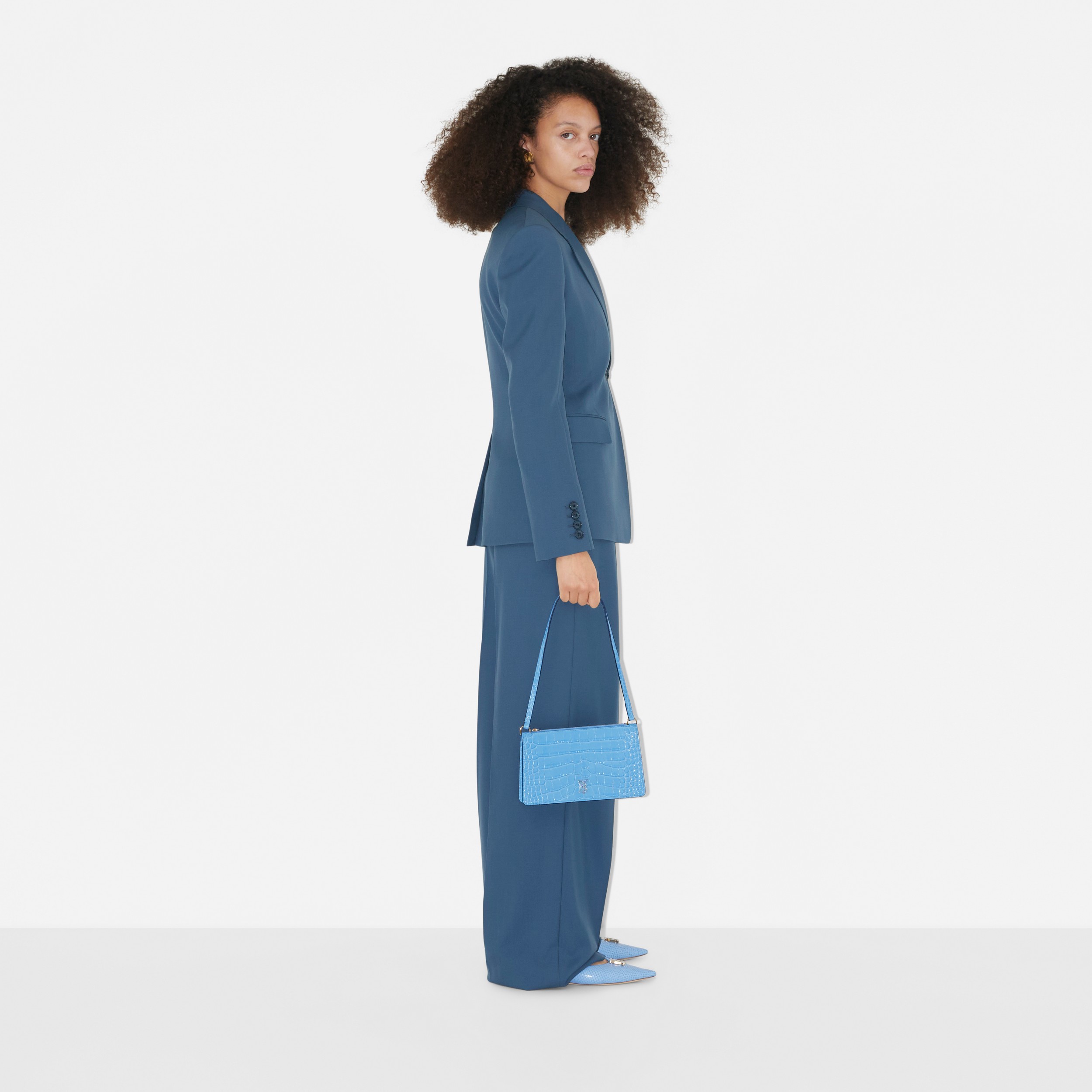 Pantalones de pernera ancha en lana (Azul Marino Discreto) - Mujer | Burberry® oficial - 3