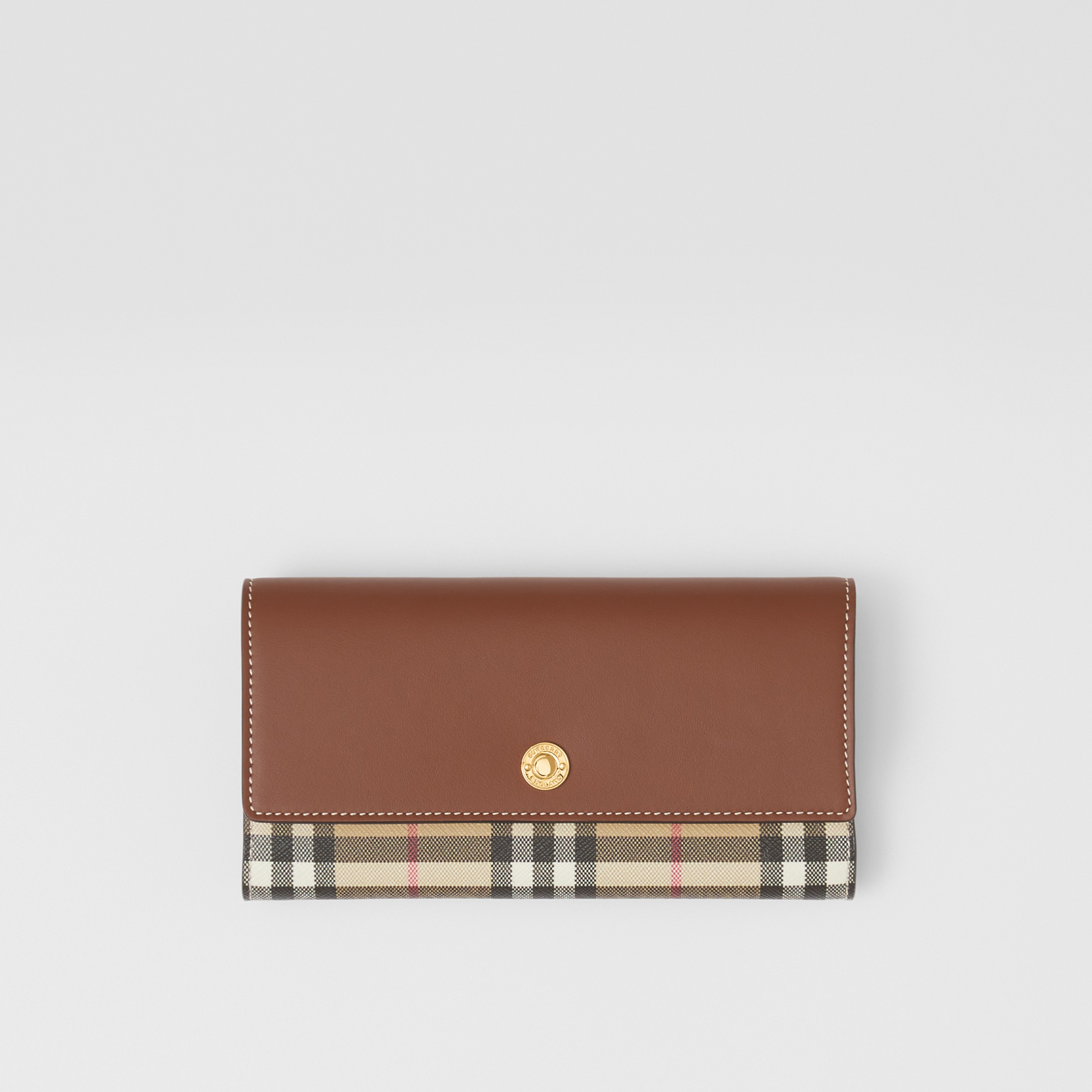 Vintage Check and Leather Continental Wallet in Archive Beige/tan - Women | Burberry® Official - 1