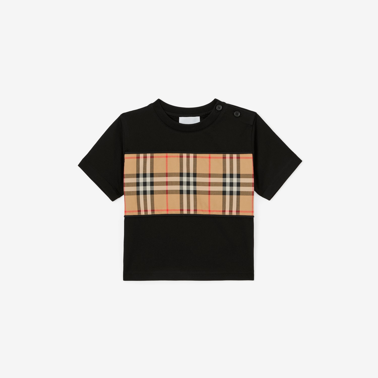Camiseta en algodón con panel a cuadros Vintage Check (Negro) - Niños | Burberry® oficial